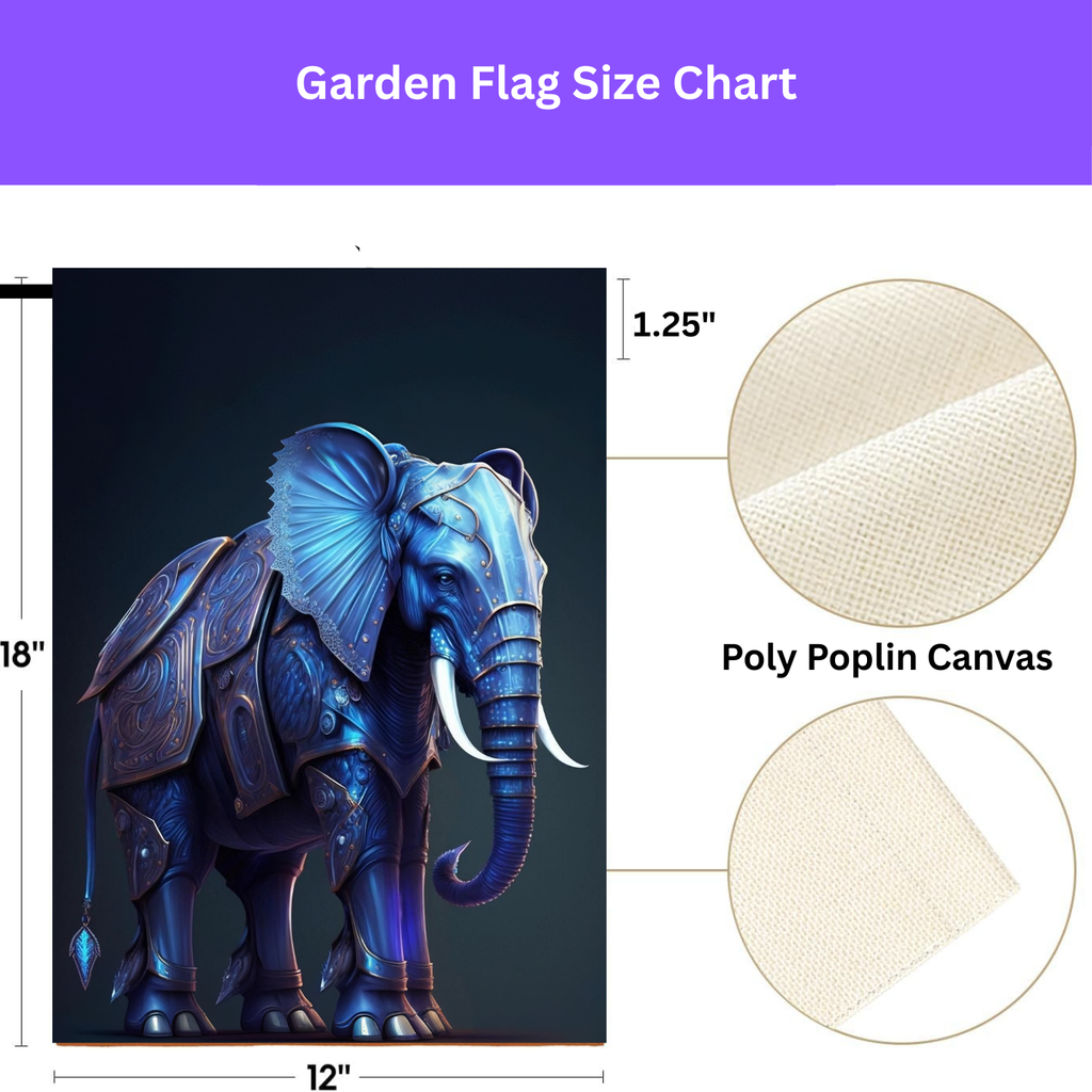Blue Armor Elephant Garden Flag - yard display - Dragonfire Gardens