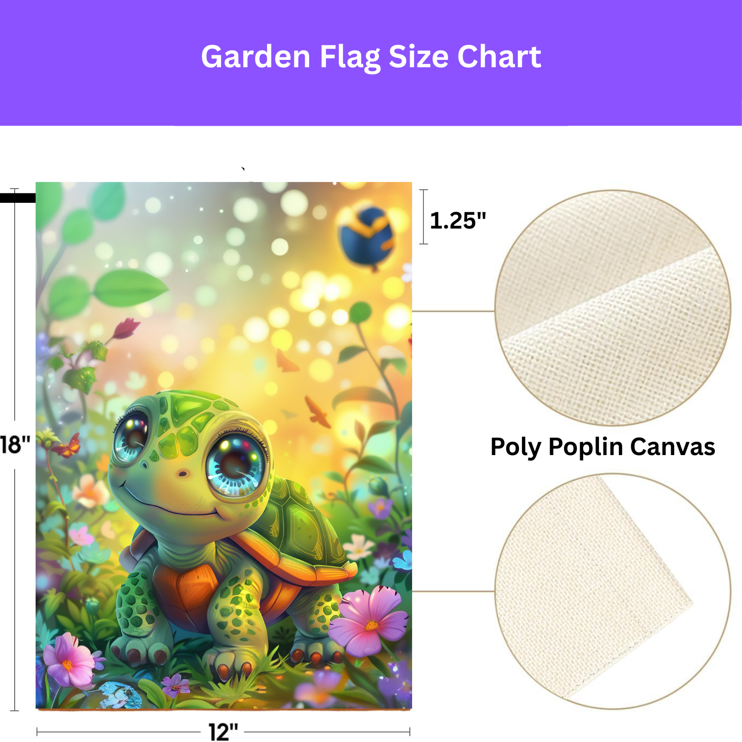 Whimsical Turtle Garden Flag - yard display - Dragonfire Gardens