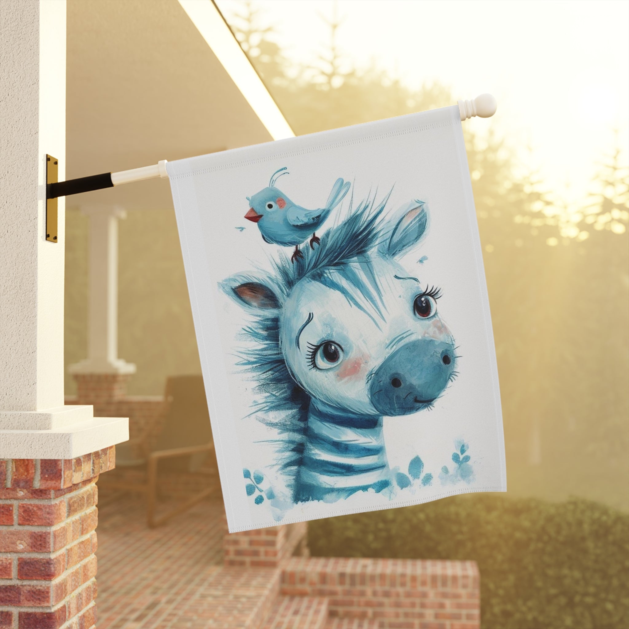 Blue Zebra Garden Flag - yard display - Dragonfire Gardens