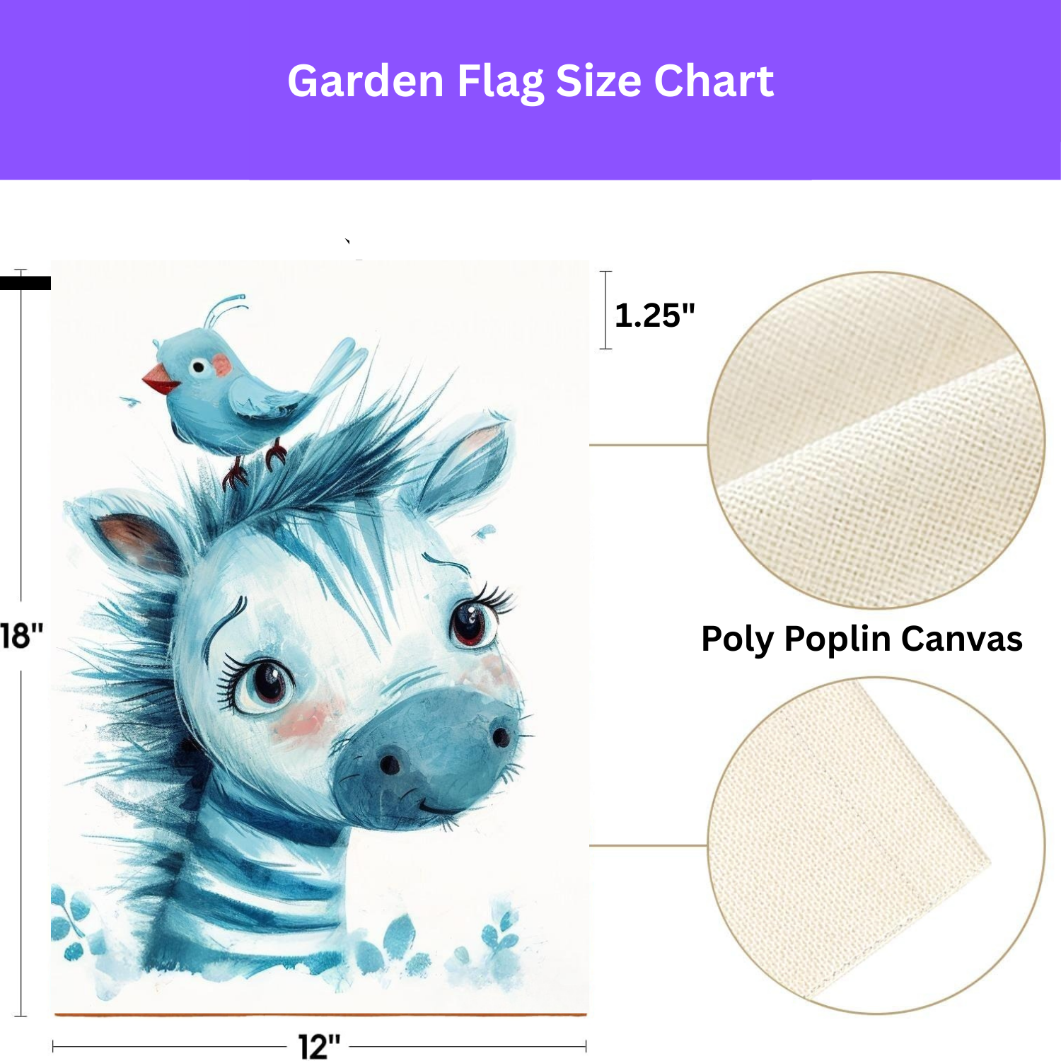 Blue Zebra Garden Flag - double-sided design - Dragonfire Gardens