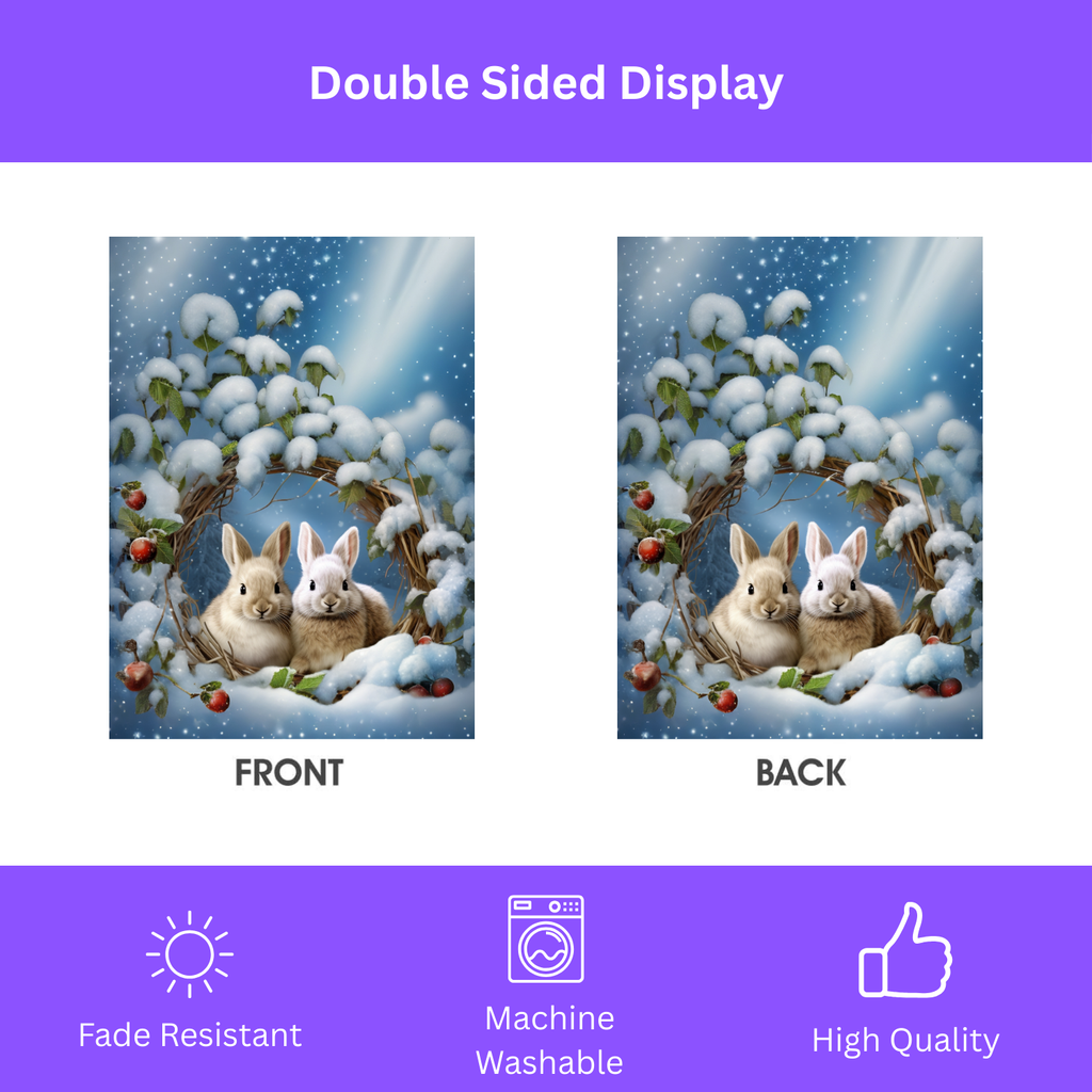 Branch Wreath Rabbit Winter Garden Flag