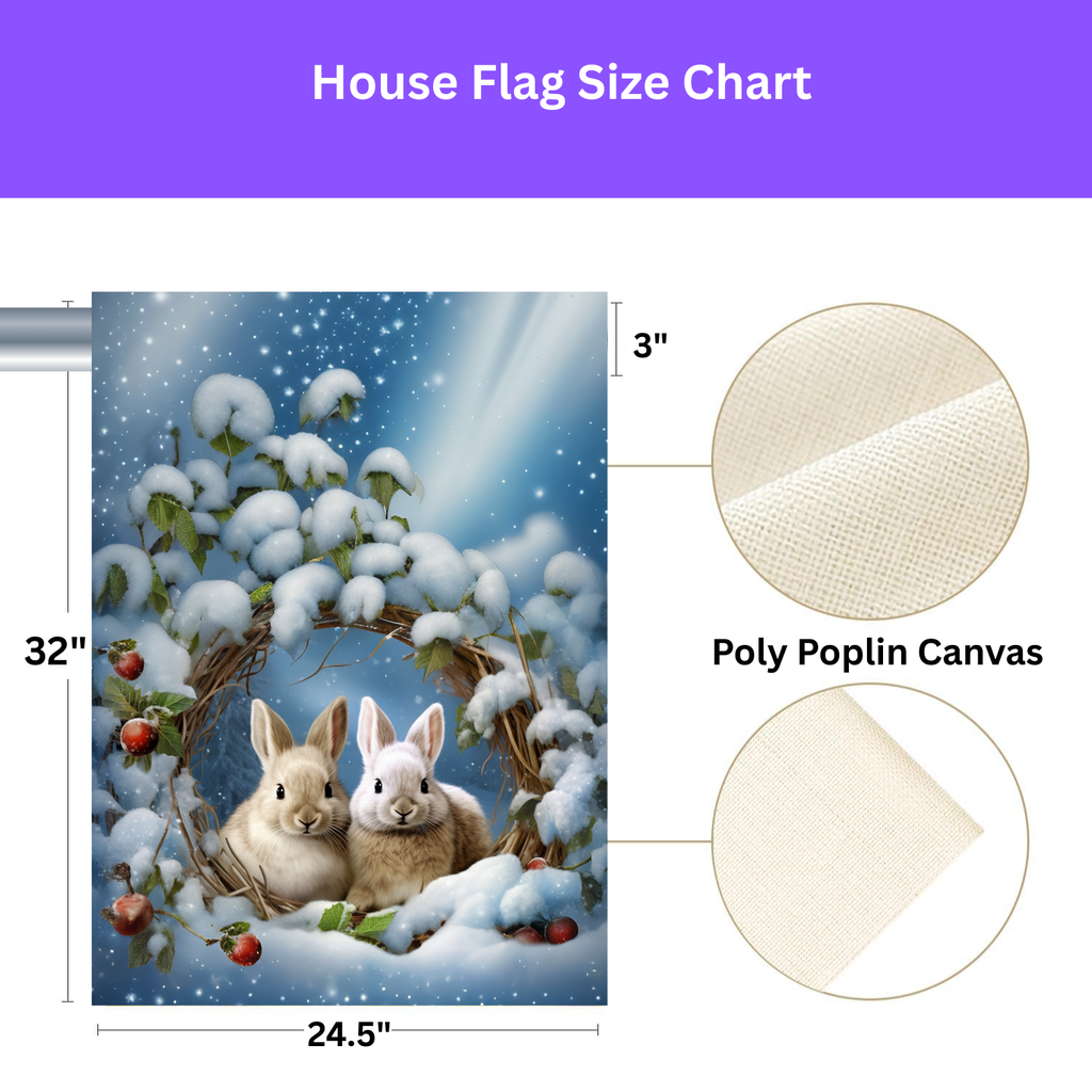 Branch Wreath Rabbit Winter Garden Flag