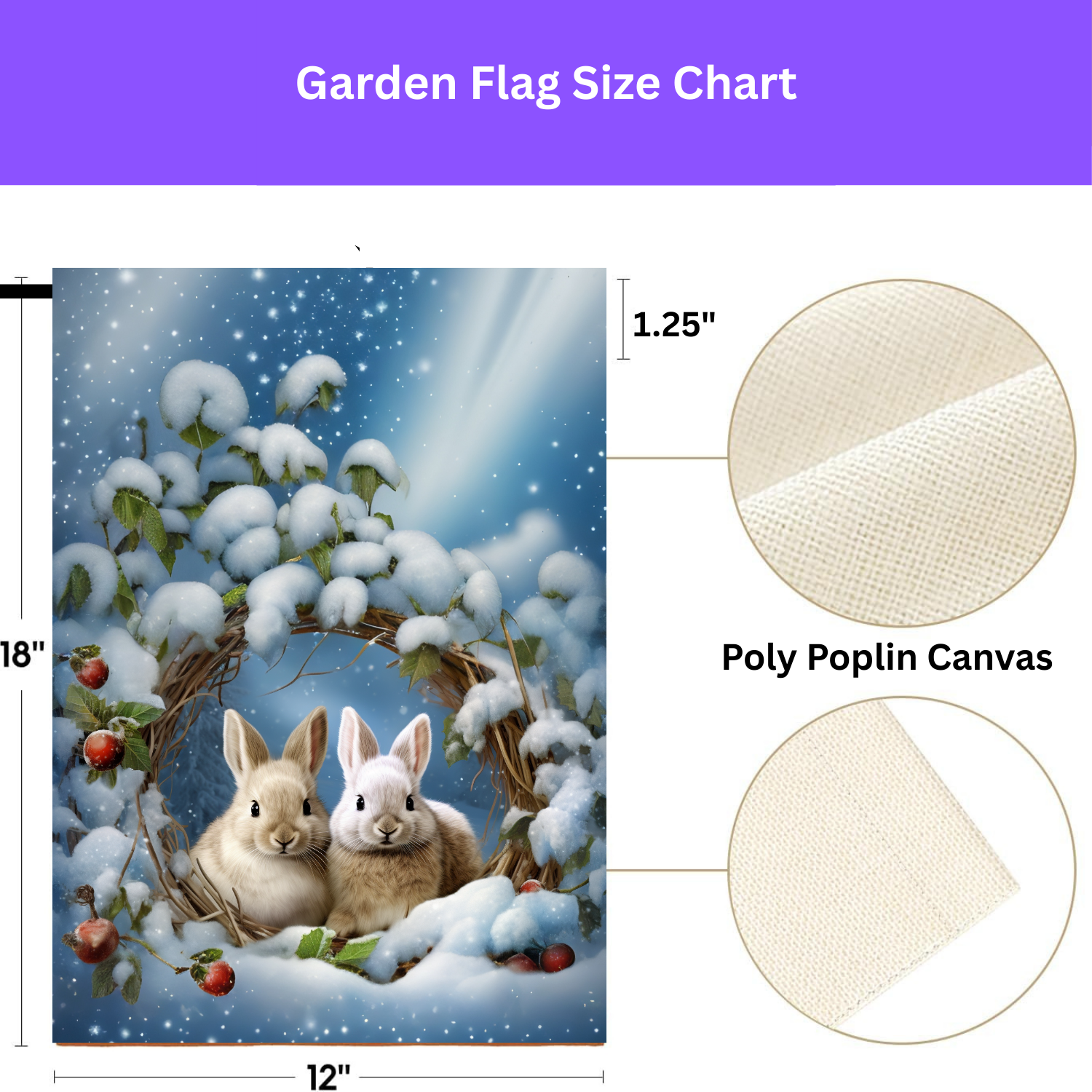 Branch Wreath Rabbit Winter Garden Flag