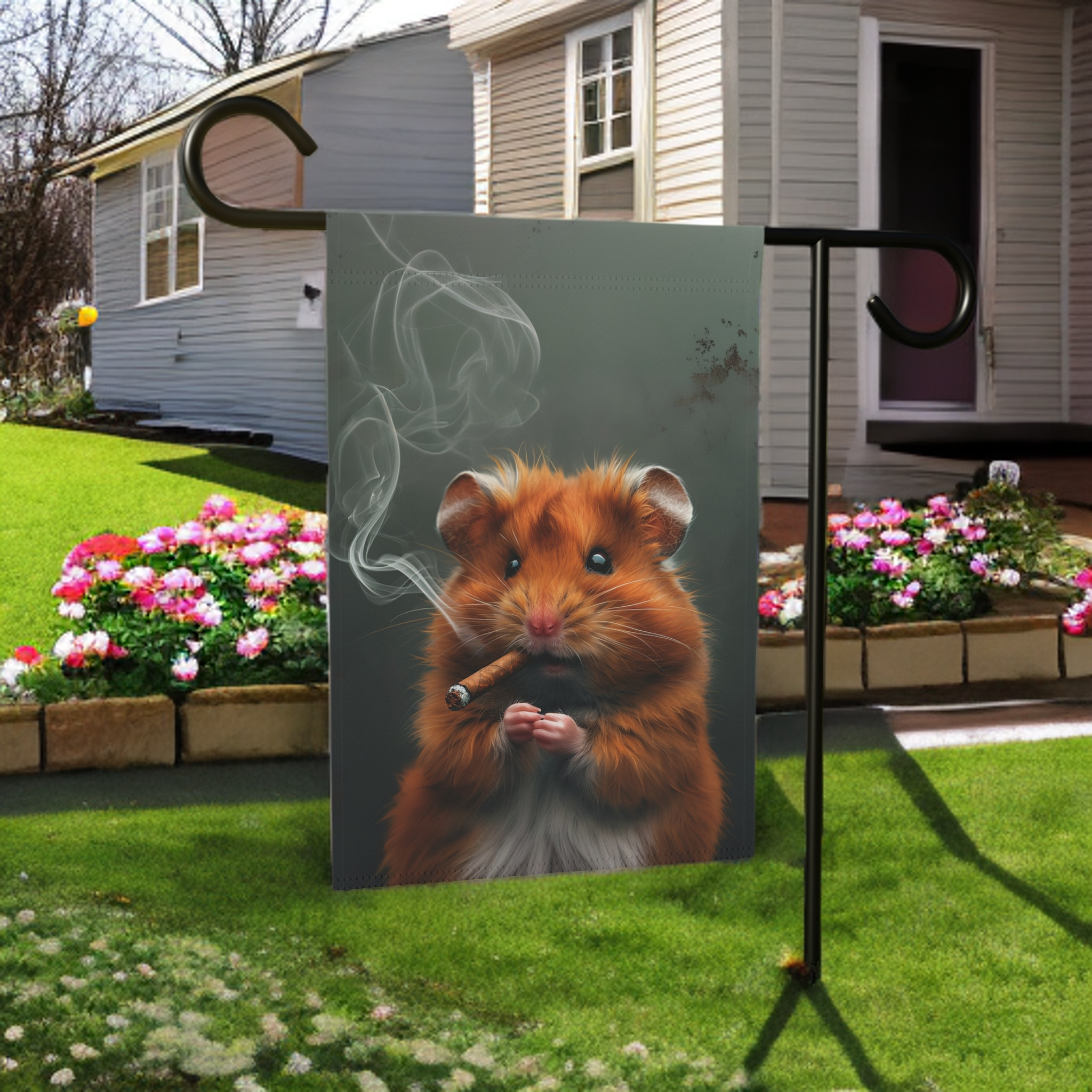 Smokin' Hamster Garden Flag