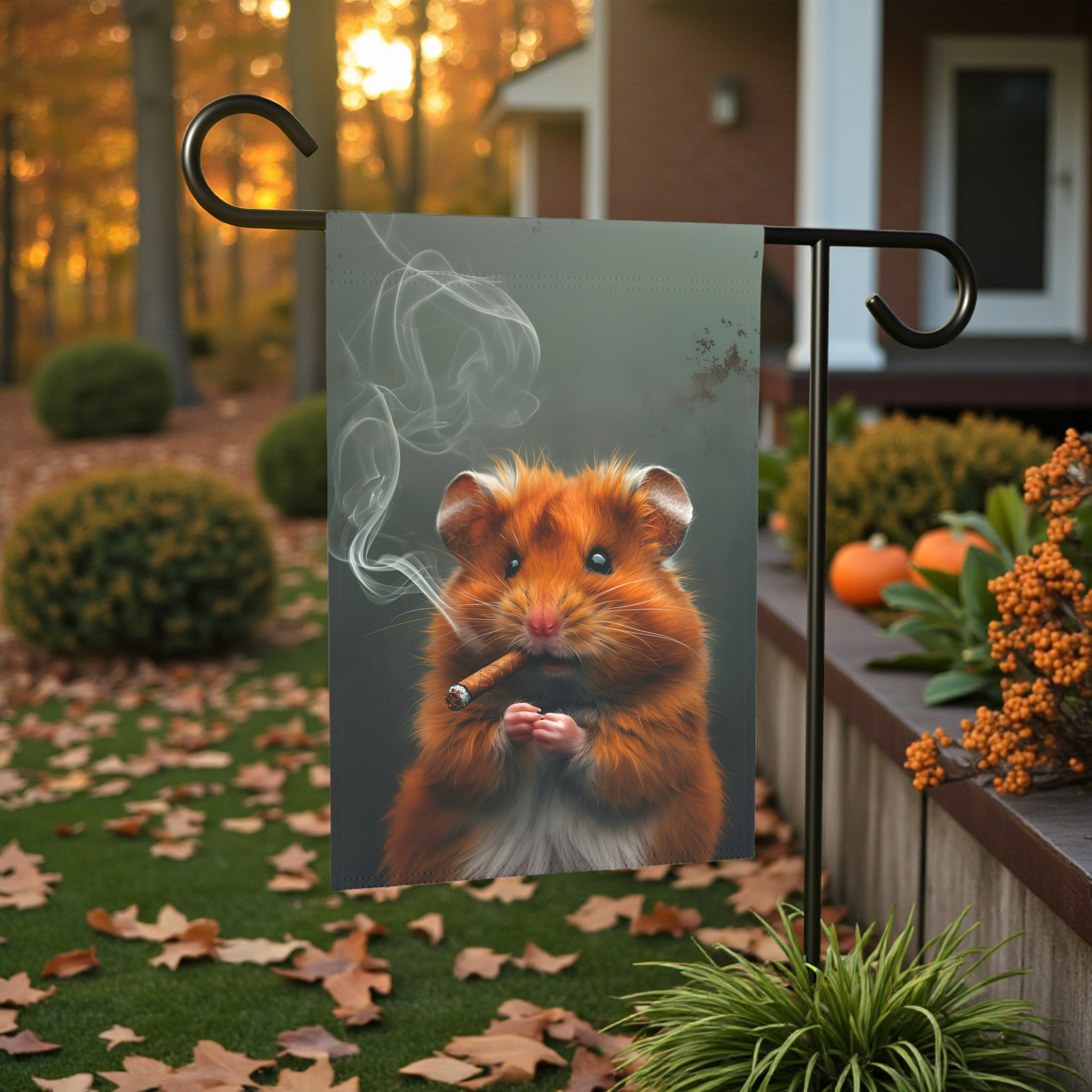Smokin' Hamster Garden Flag