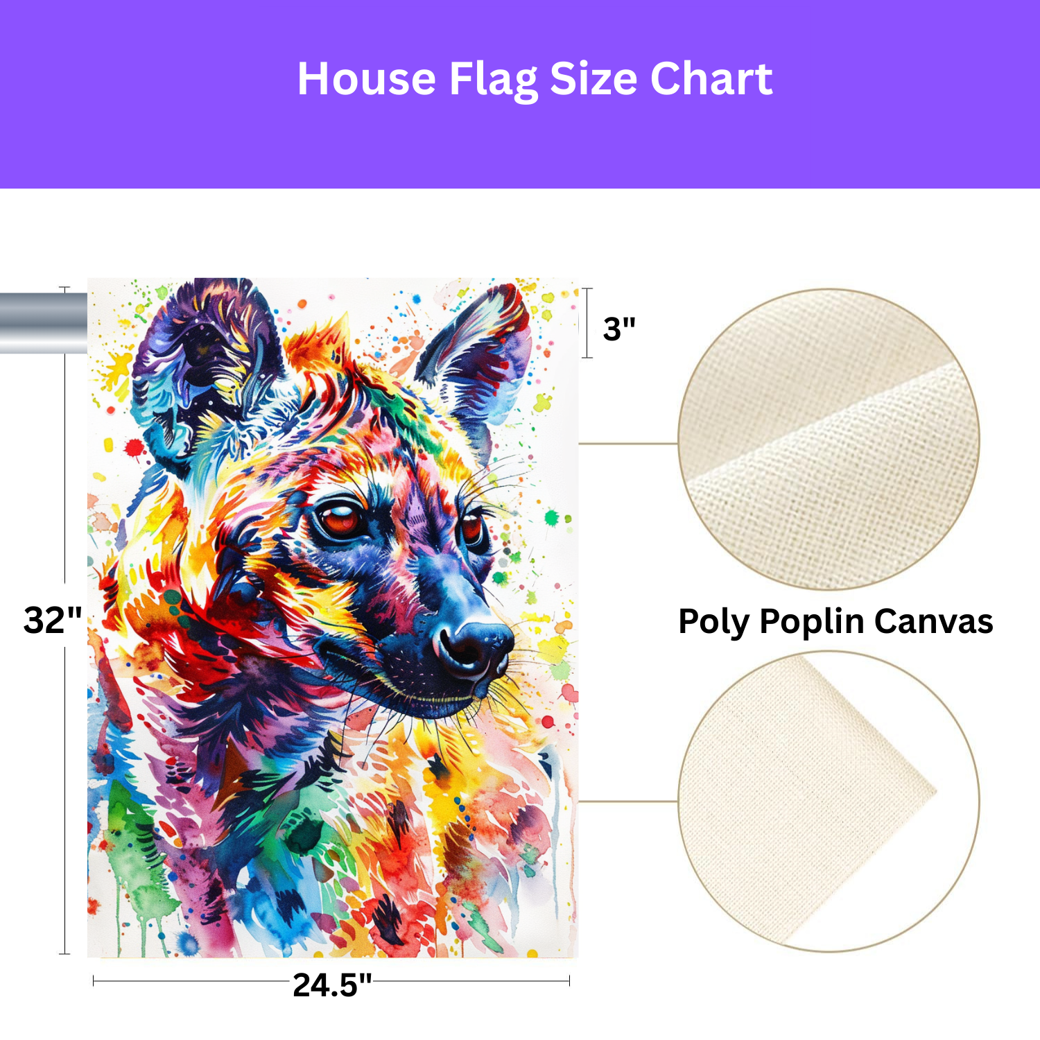Colorful Hyena Garden Flag - double-sided design - Dragonfire Gardens