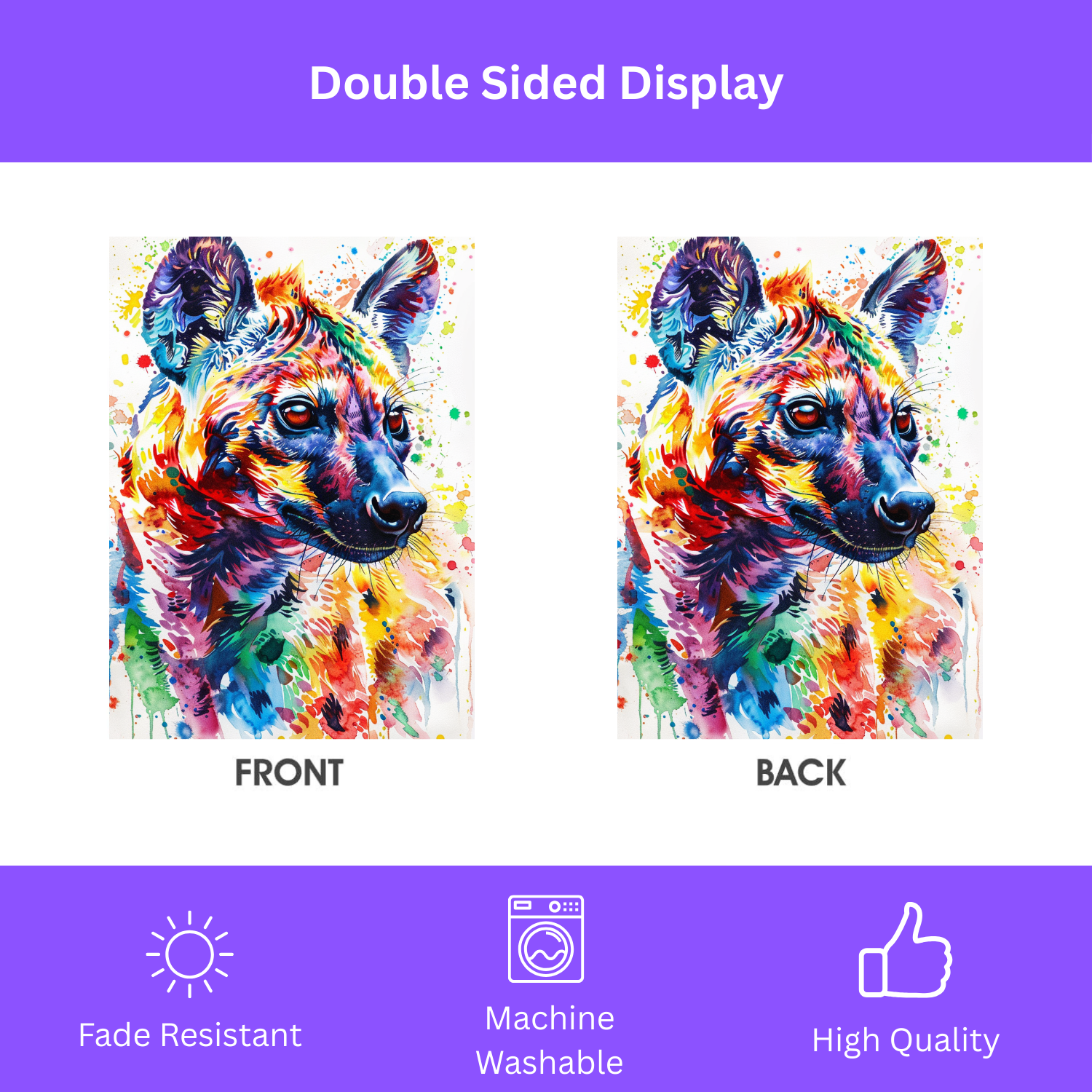 Colorful Hyena Garden Flag - yard display - Dragonfire Gardens