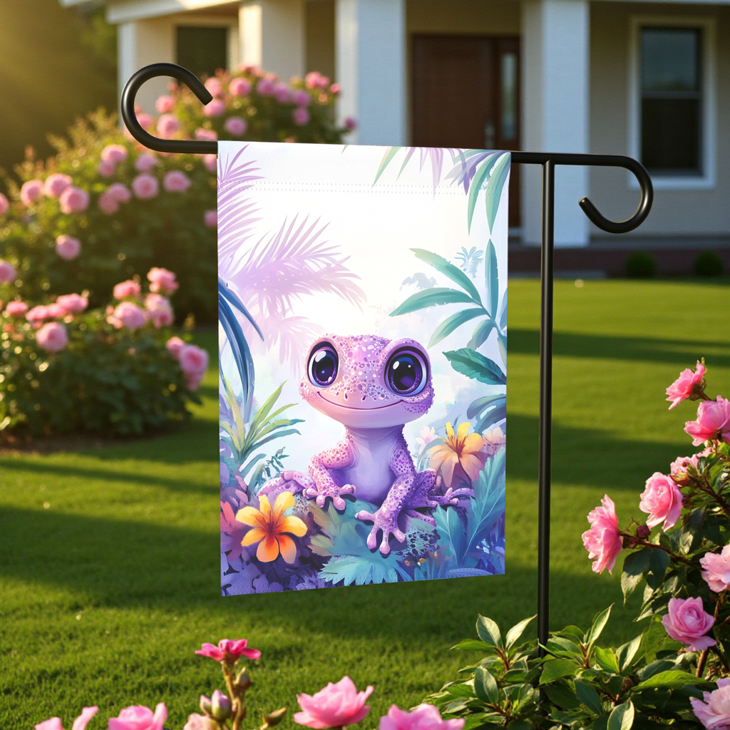 Pink Gecko Garden Flag
