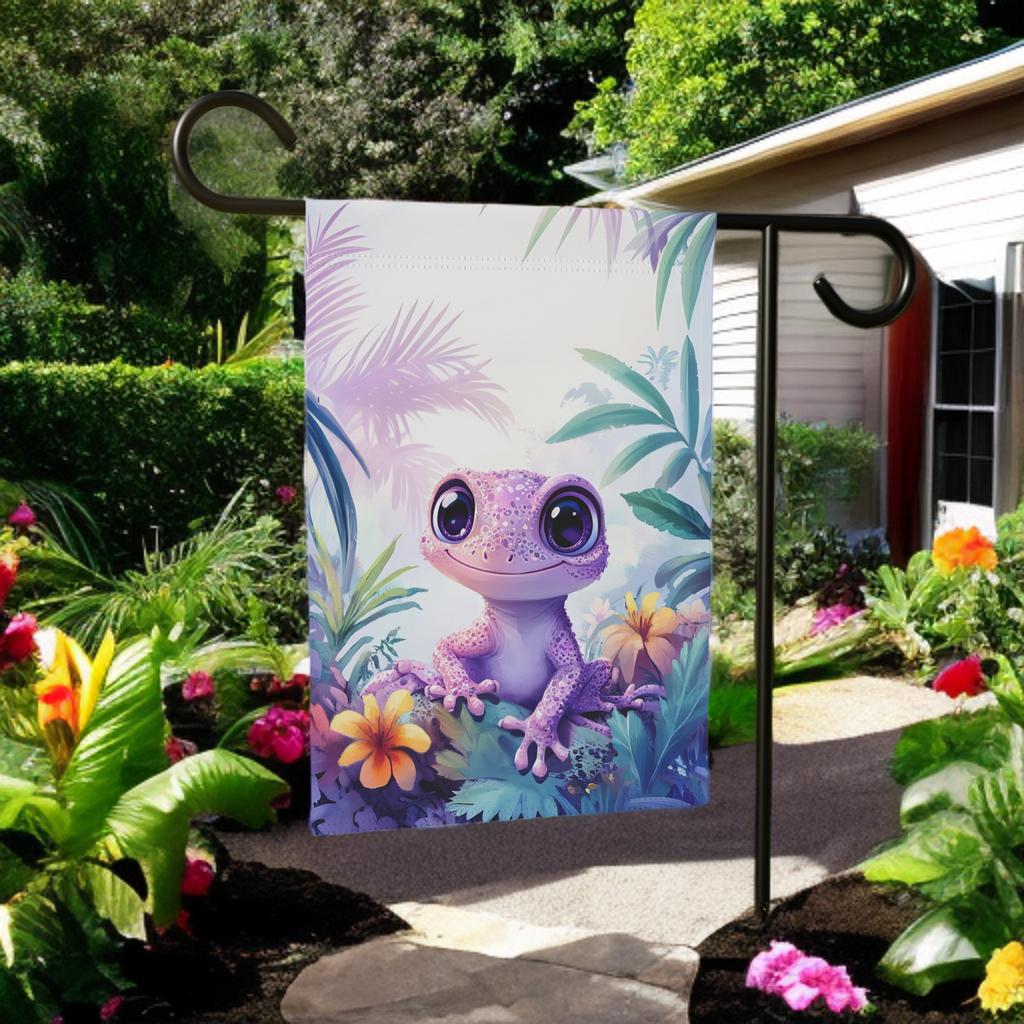 Pink Gecko Garden Flag