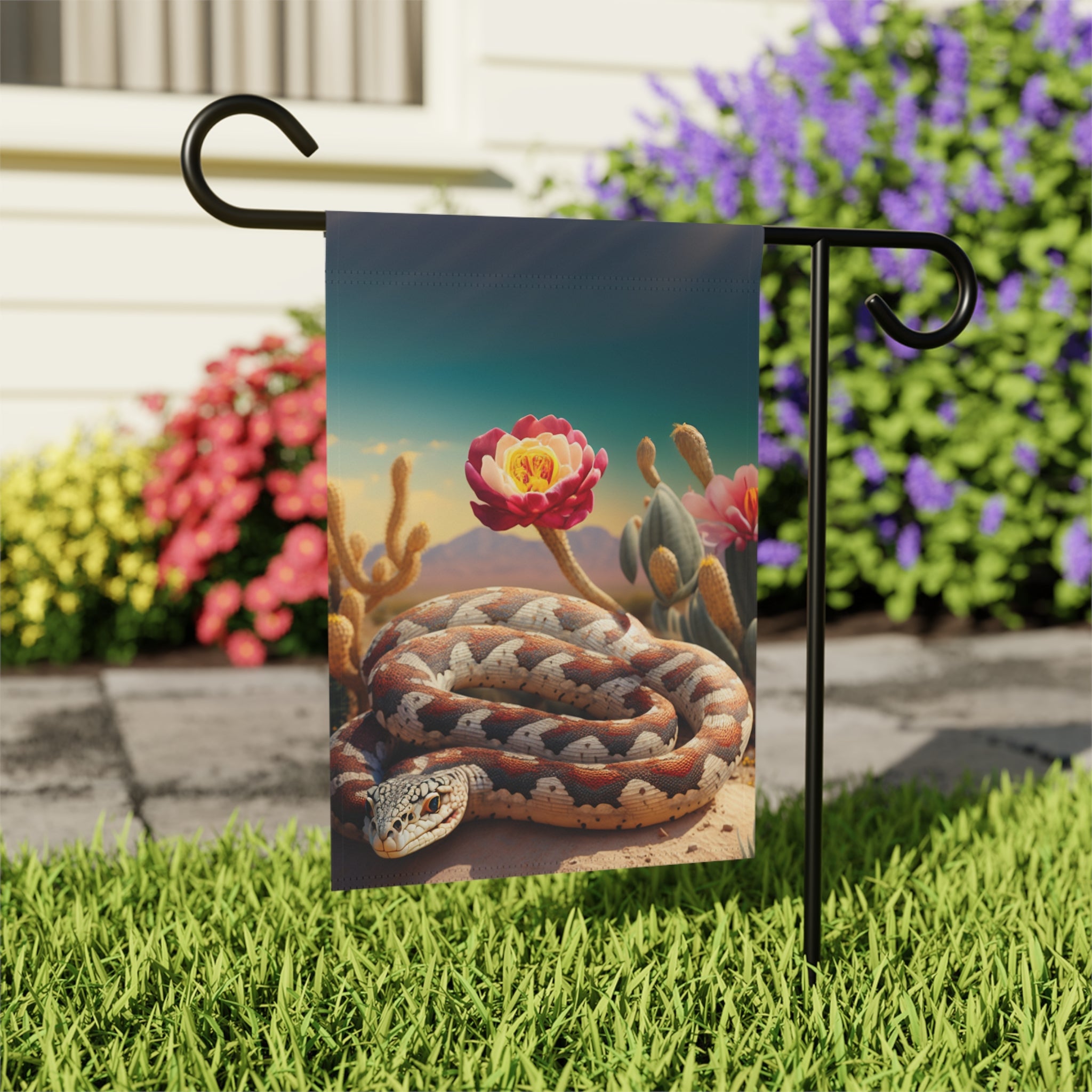 Desert Snake Garden Flag - outdoor display - Dragonfire Gardens
