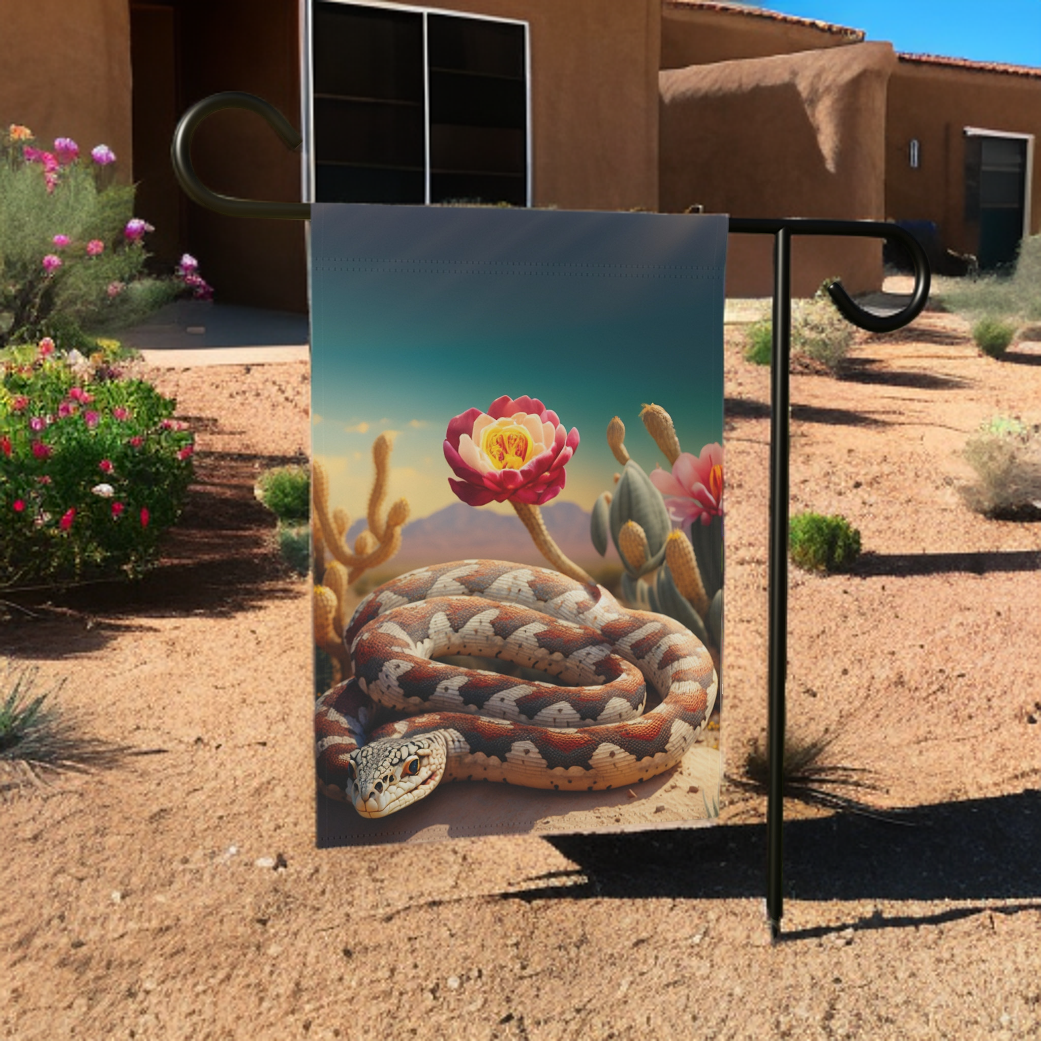 Desert Snake Garden Flag - size comparison - Dragonfire Gardens