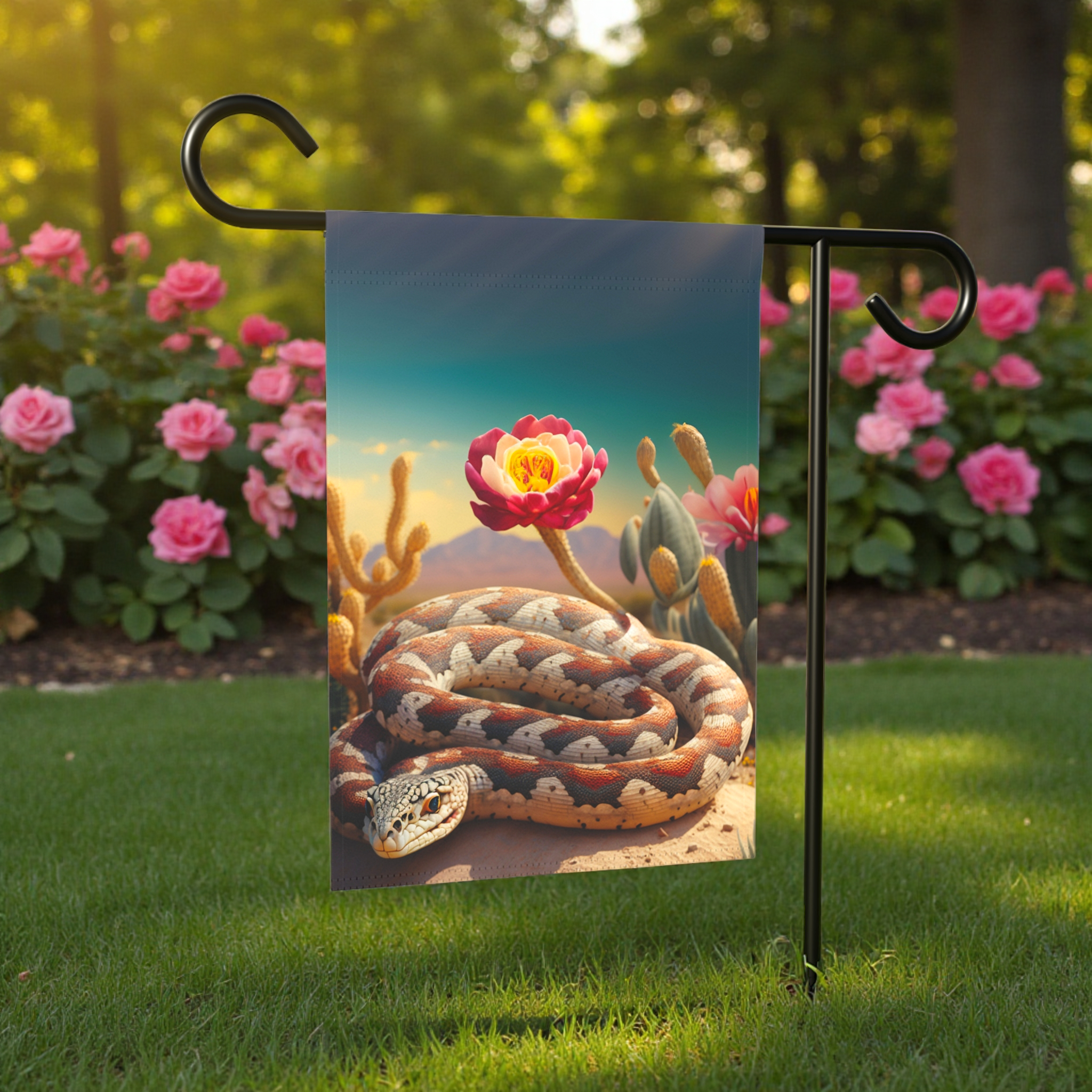 Desert Snake Garden Flag - front view - Dragonfire Gardens