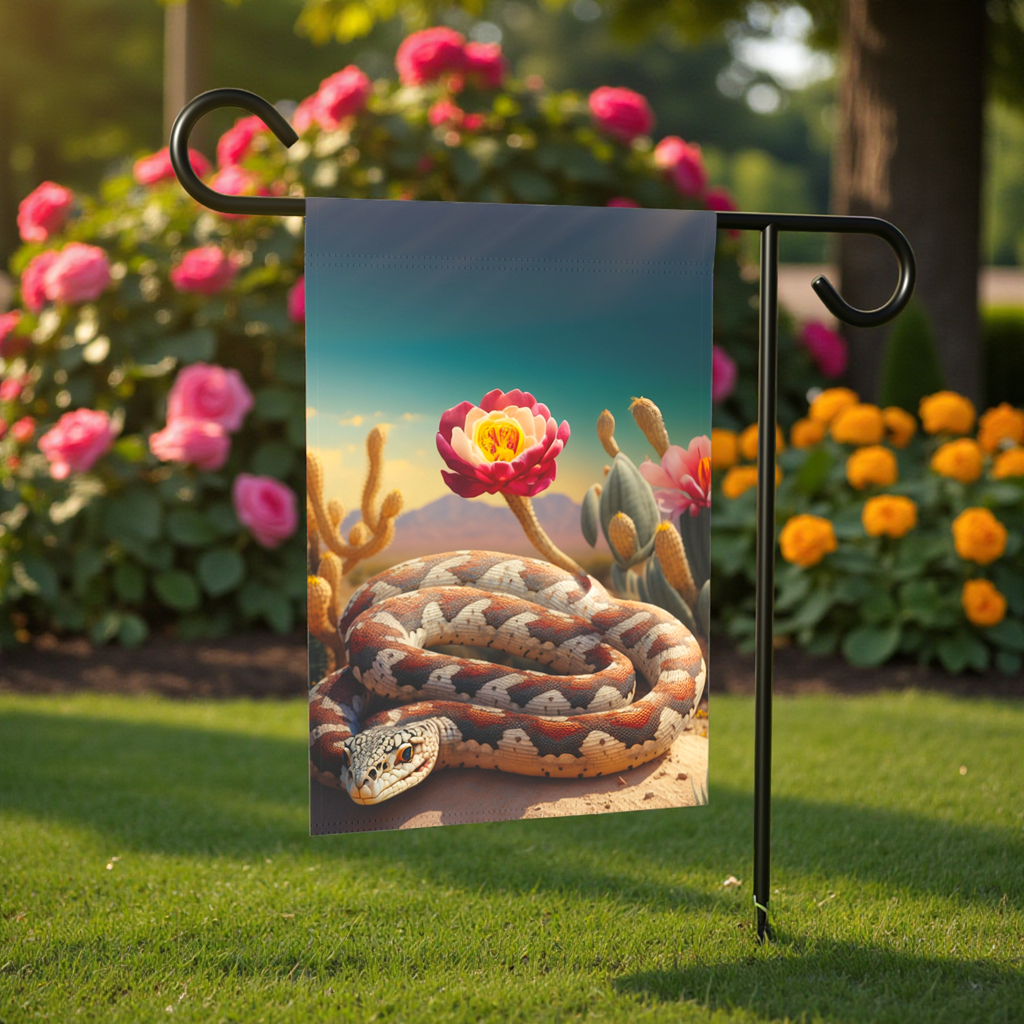 Desert Snake Garden Flag - lifestyle display - Dragonfire Gardens