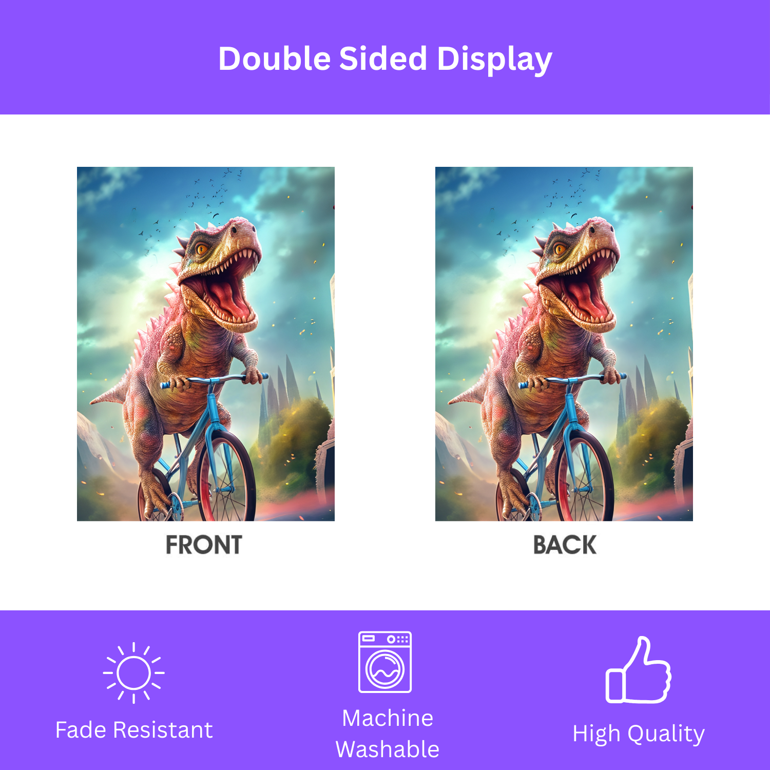 Dinosaur Bicycle Garden Flag