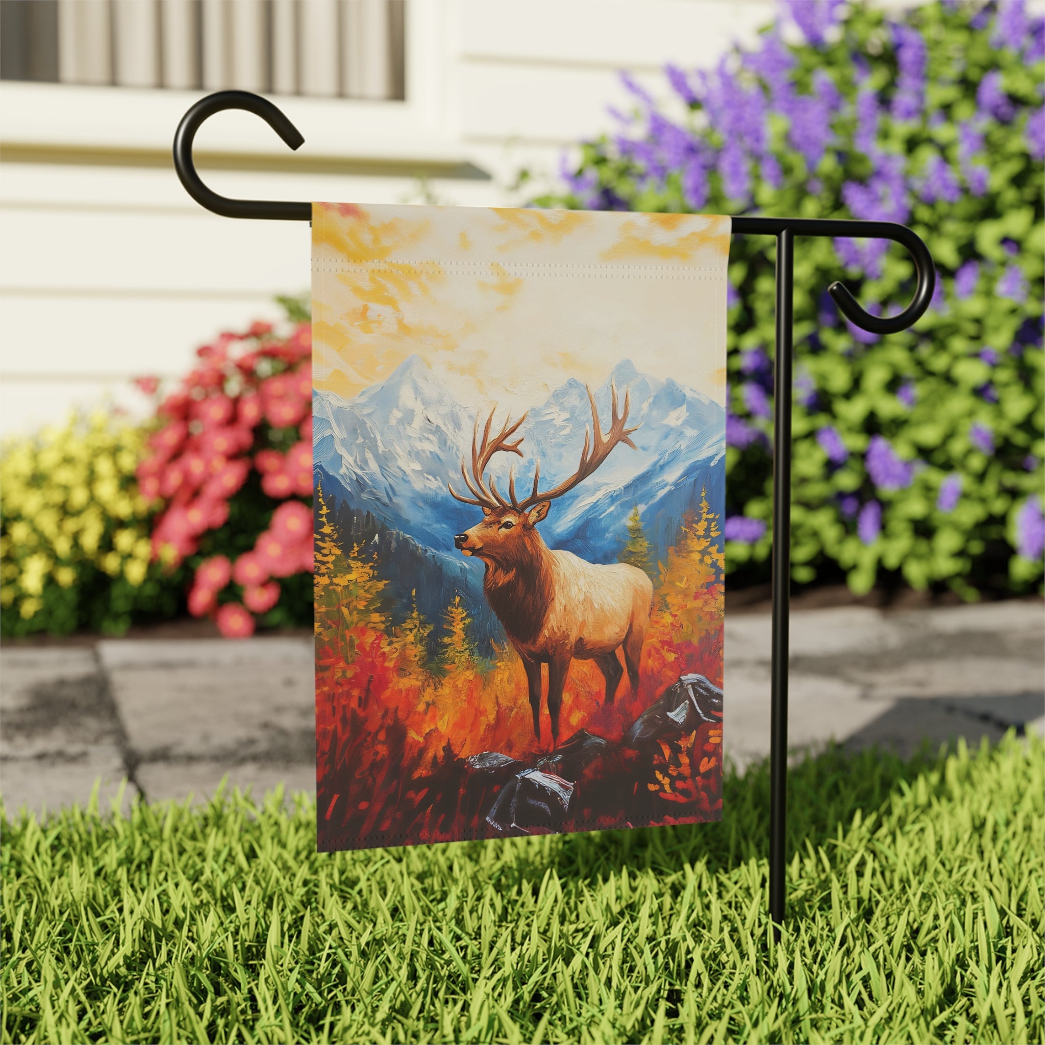 Elk Mountain Fall Garden Flag - outdoor display - Dragonfire Gardens