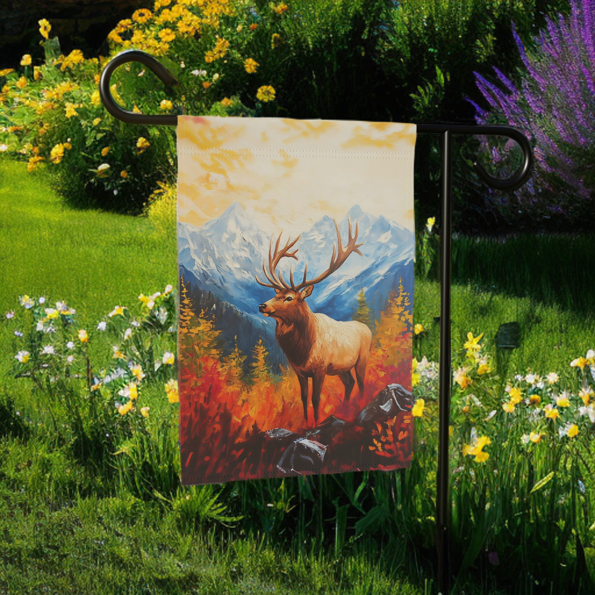 Elk Mountain Fall Garden Flag - product detail - Dragonfire Gardens