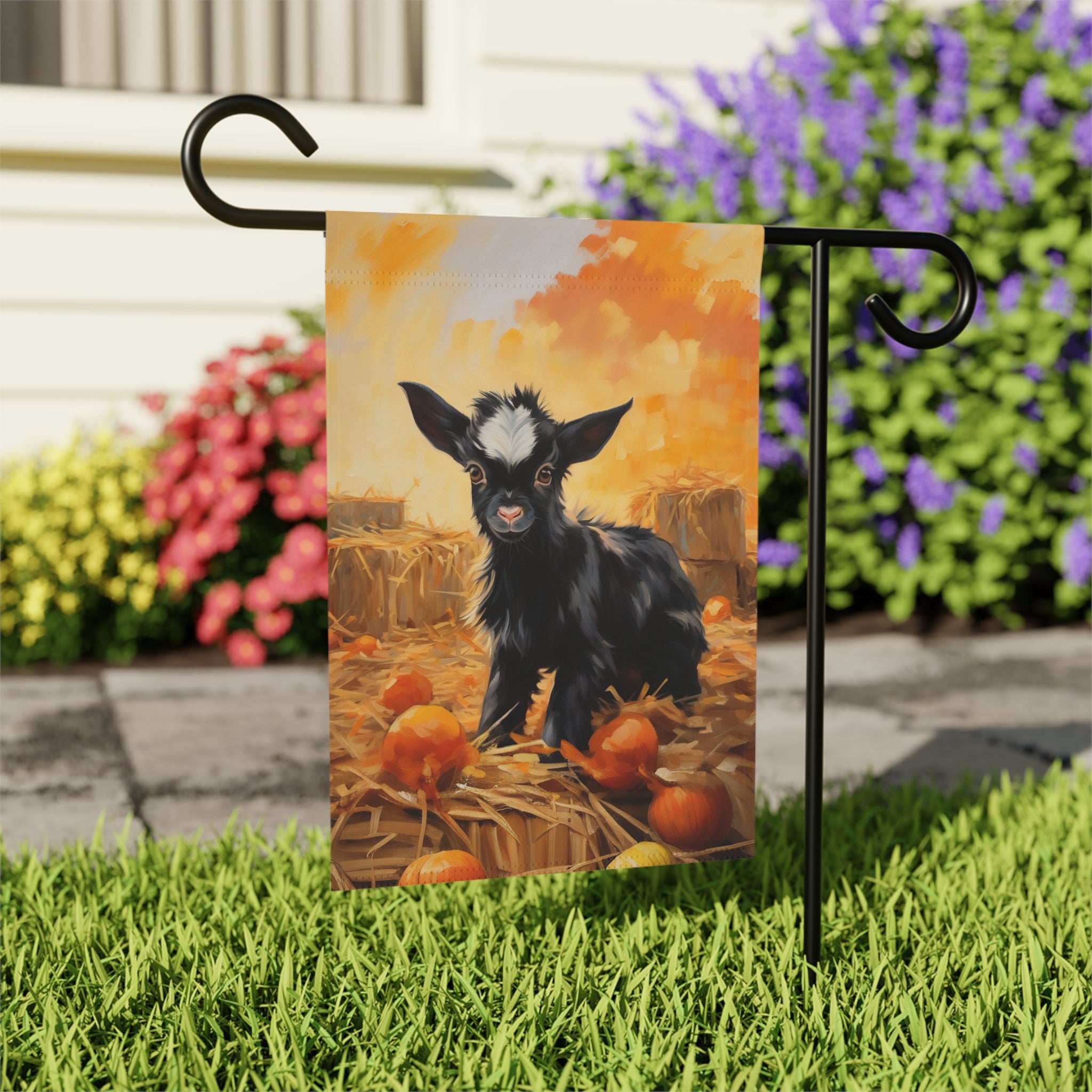 Pumpkin Patch Baby Goat Garden Flag
