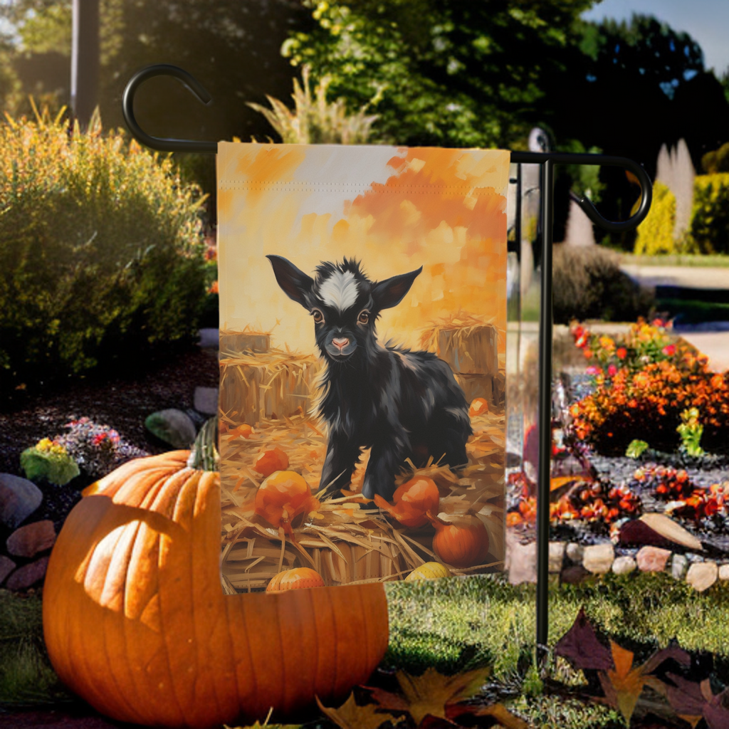 Pumpkin Patch Baby Goat Garden Flag
