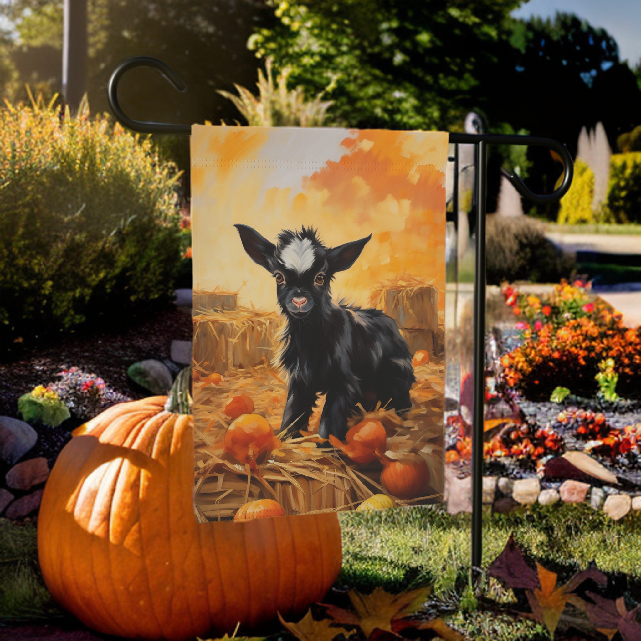 Pumpkin Patch Baby Goat Garden Flag