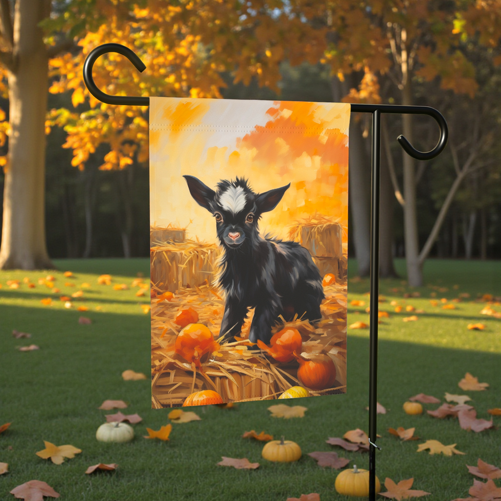 Pumpkin Patch Baby Goat Garden Flag