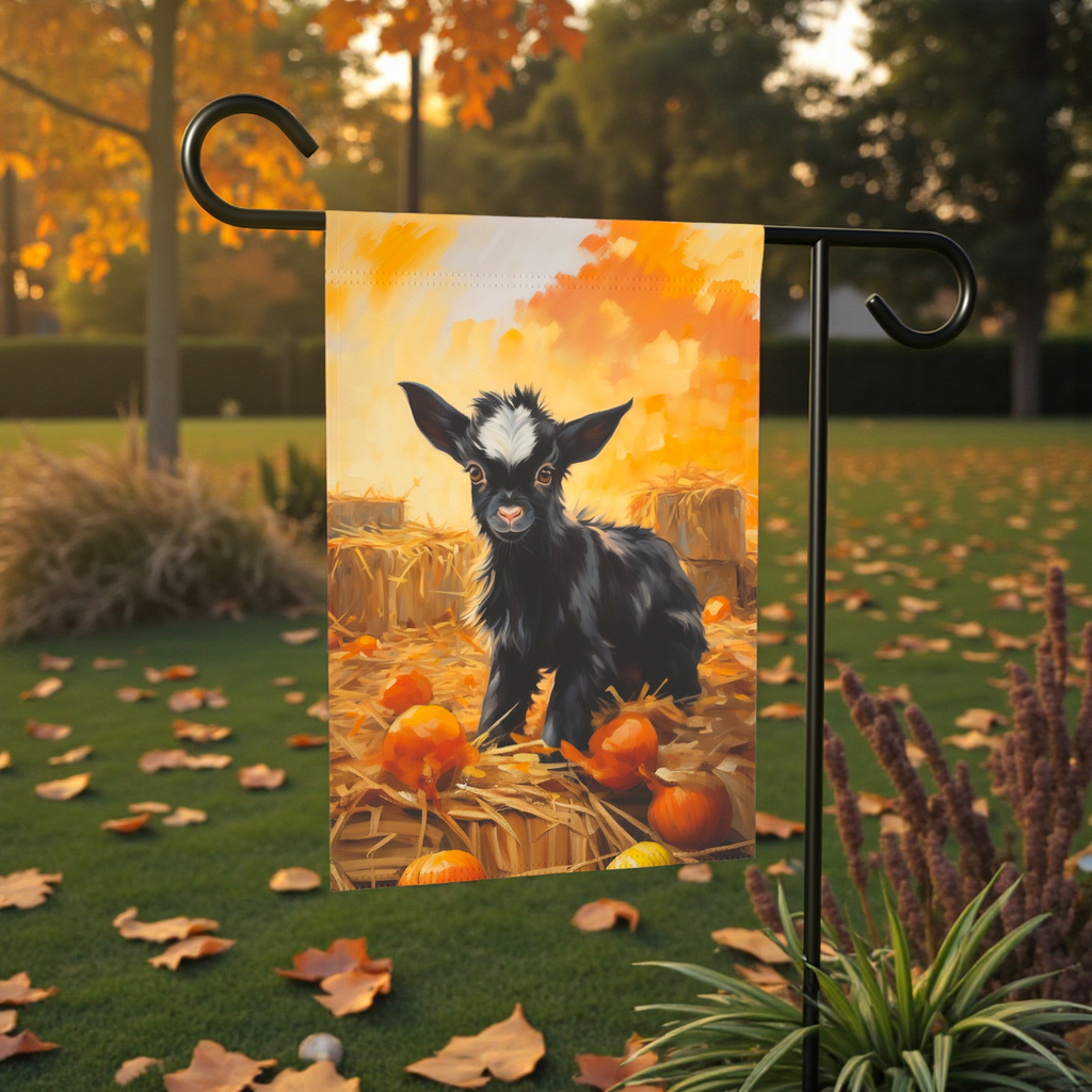 Pumpkin Patch Baby Goat Garden Flag