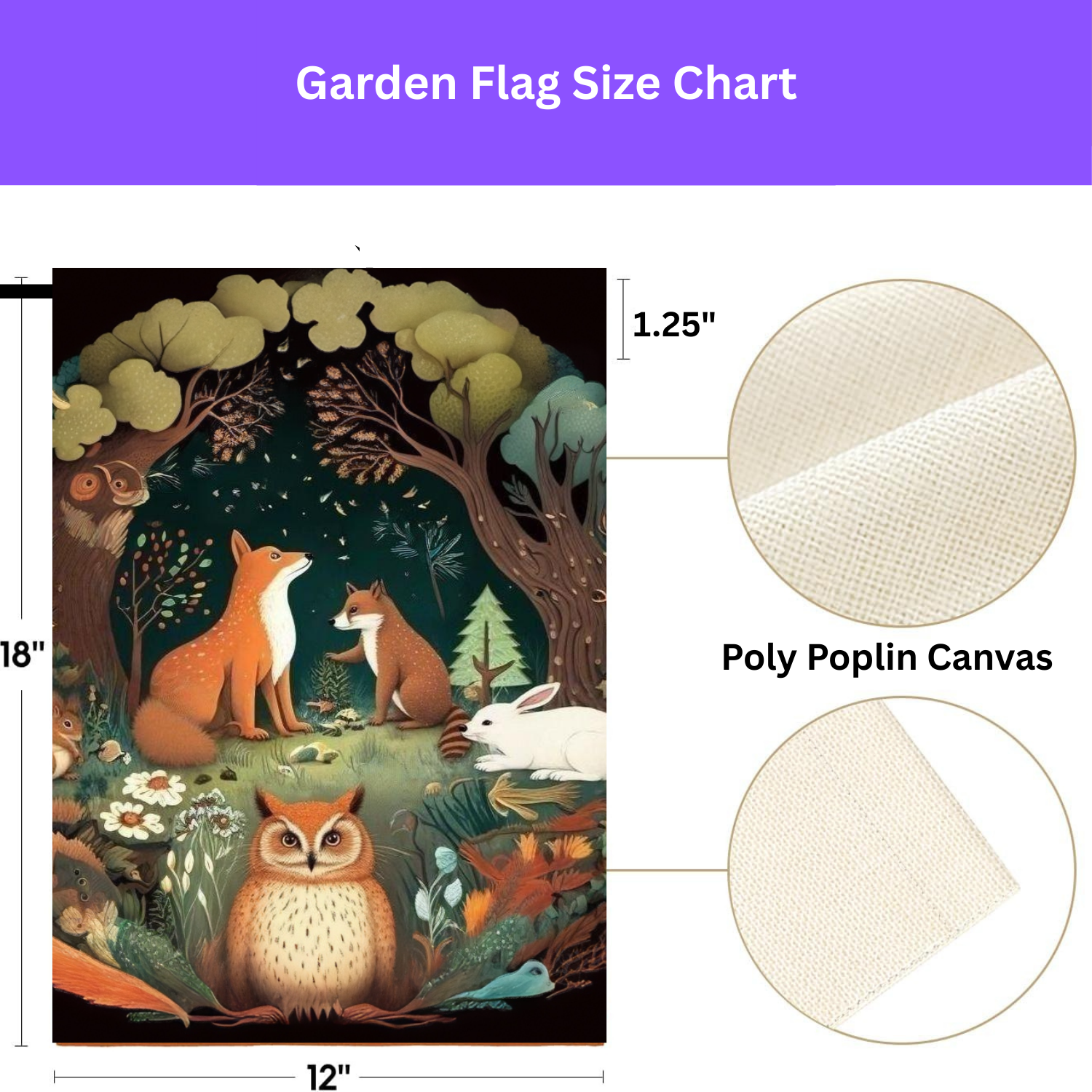 Forest Animals Garden Flag - porch decor - Dragonfire Gardens