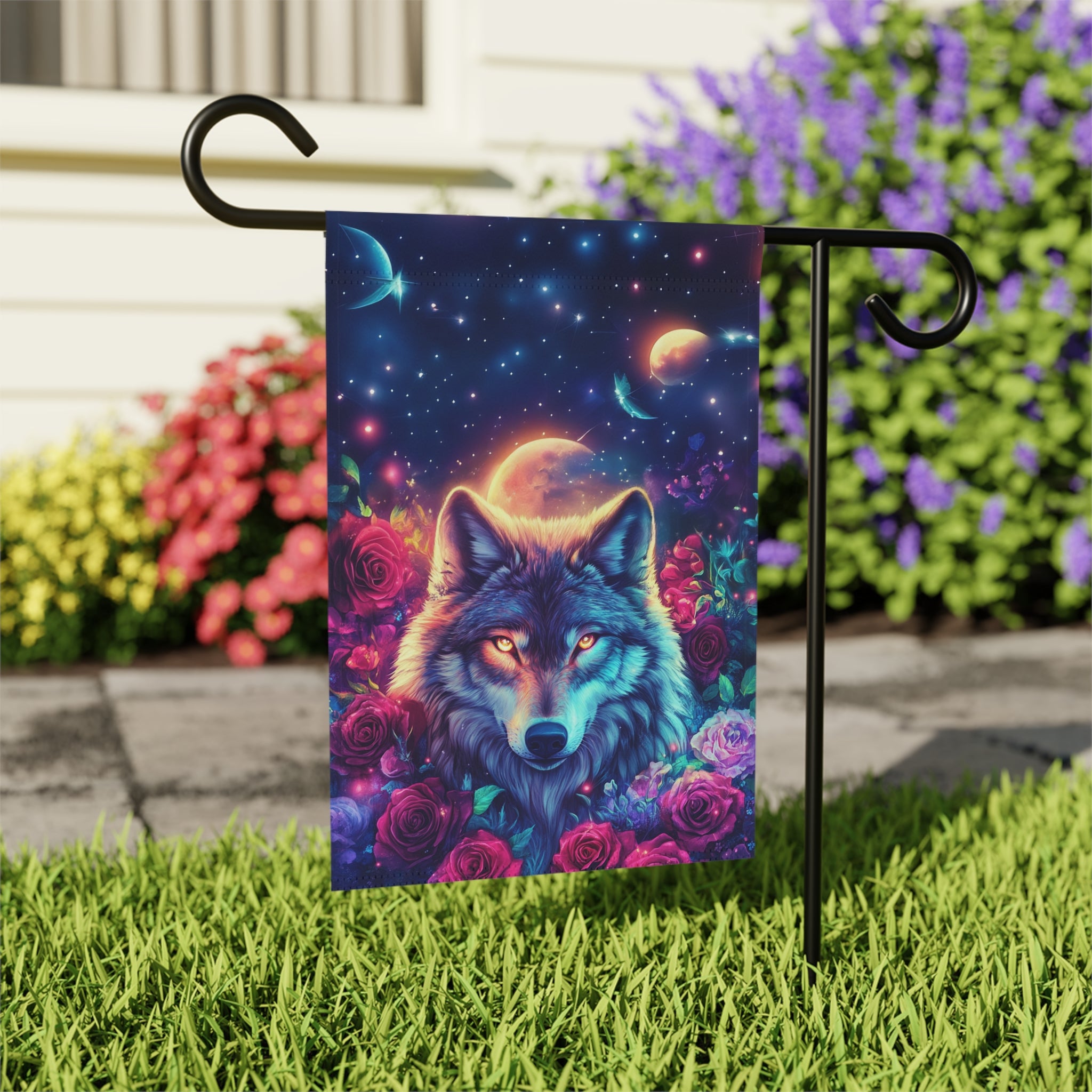 Rose Garden Wolf Garden Flag