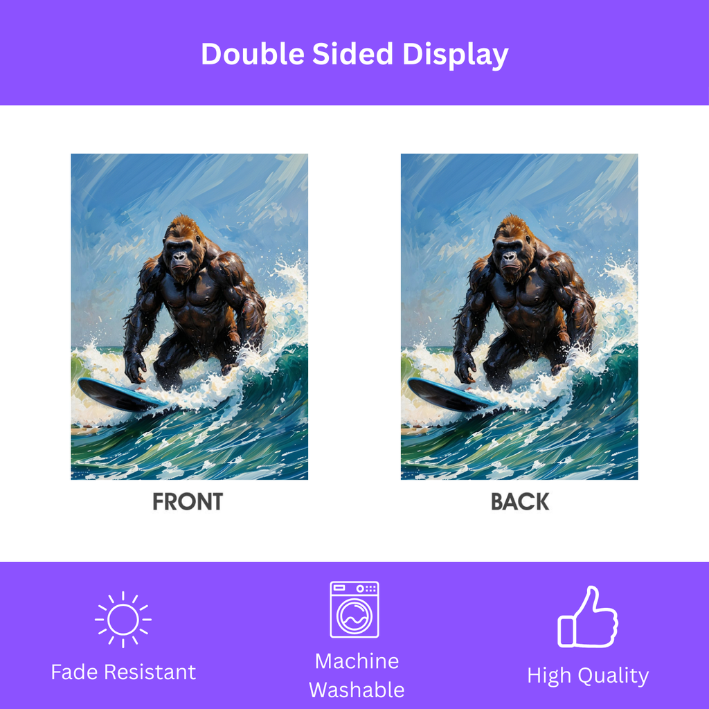 Surfing Gorilla Garden Flag