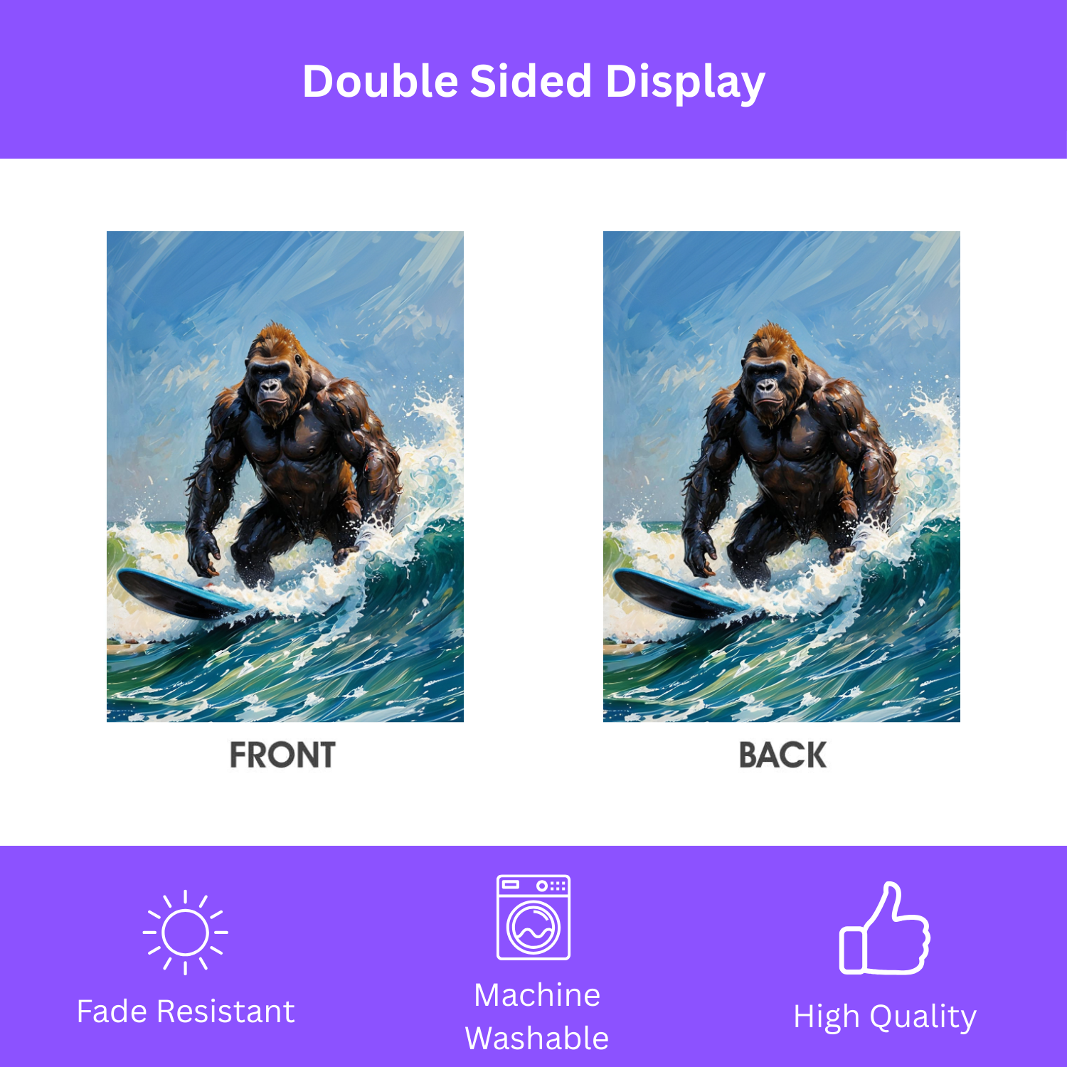 Surfing Gorilla Garden Flag