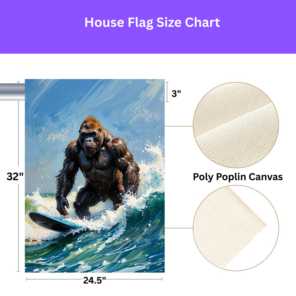Surfing Gorilla Garden Flag