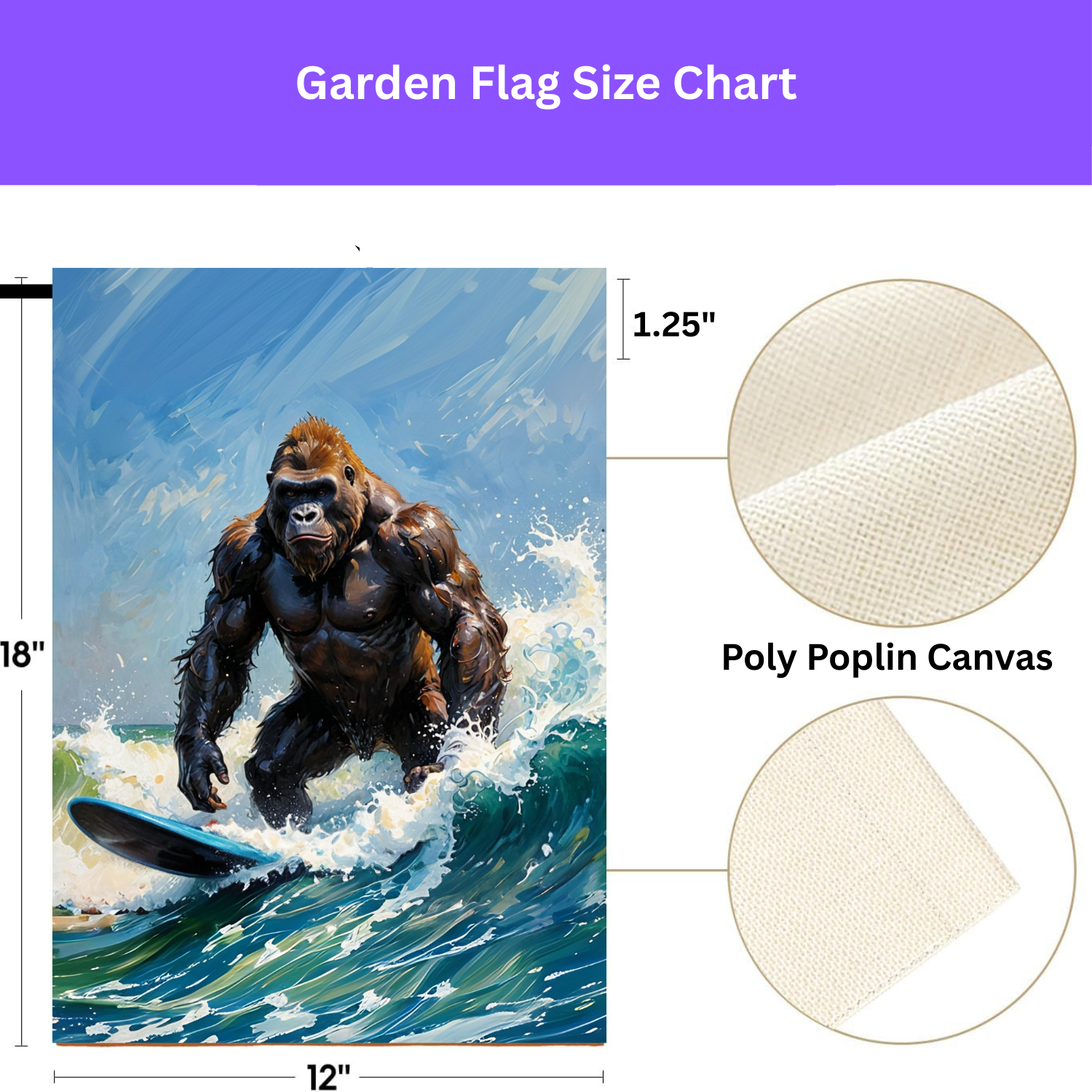 Surfing Gorilla Garden Flag
