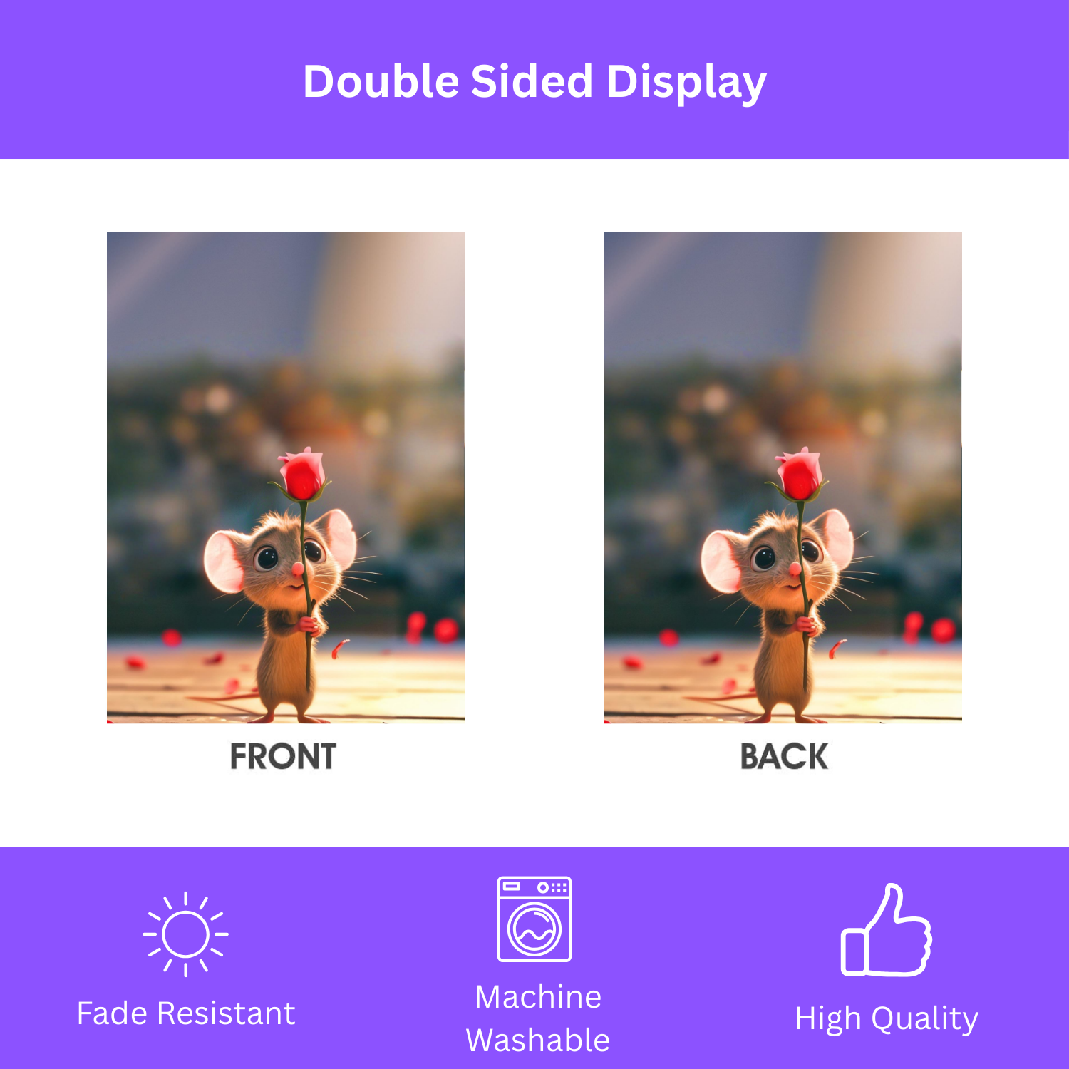 Mouse and Red Rose Valentines Garden Flag