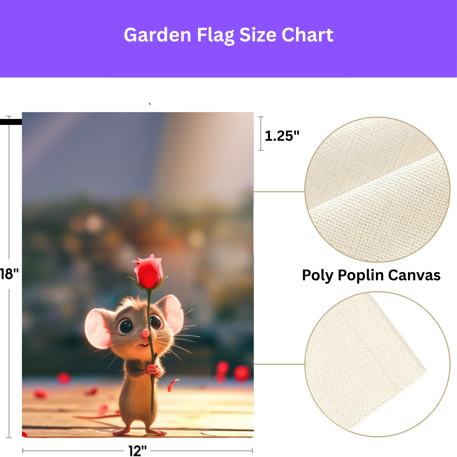 Mouse and Red Rose Valentines Garden Flag