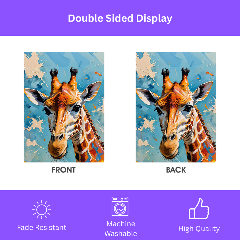 Painted Giraffe Garden Flag - lifestyle display - Dragonfire Gardens