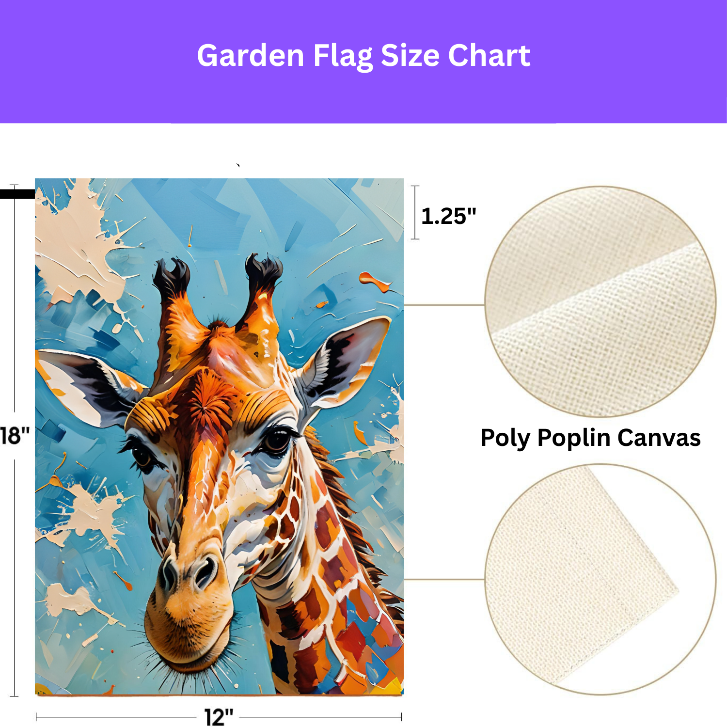 Painted Giraffe Garden Flag - yard display - Dragonfire Gardens