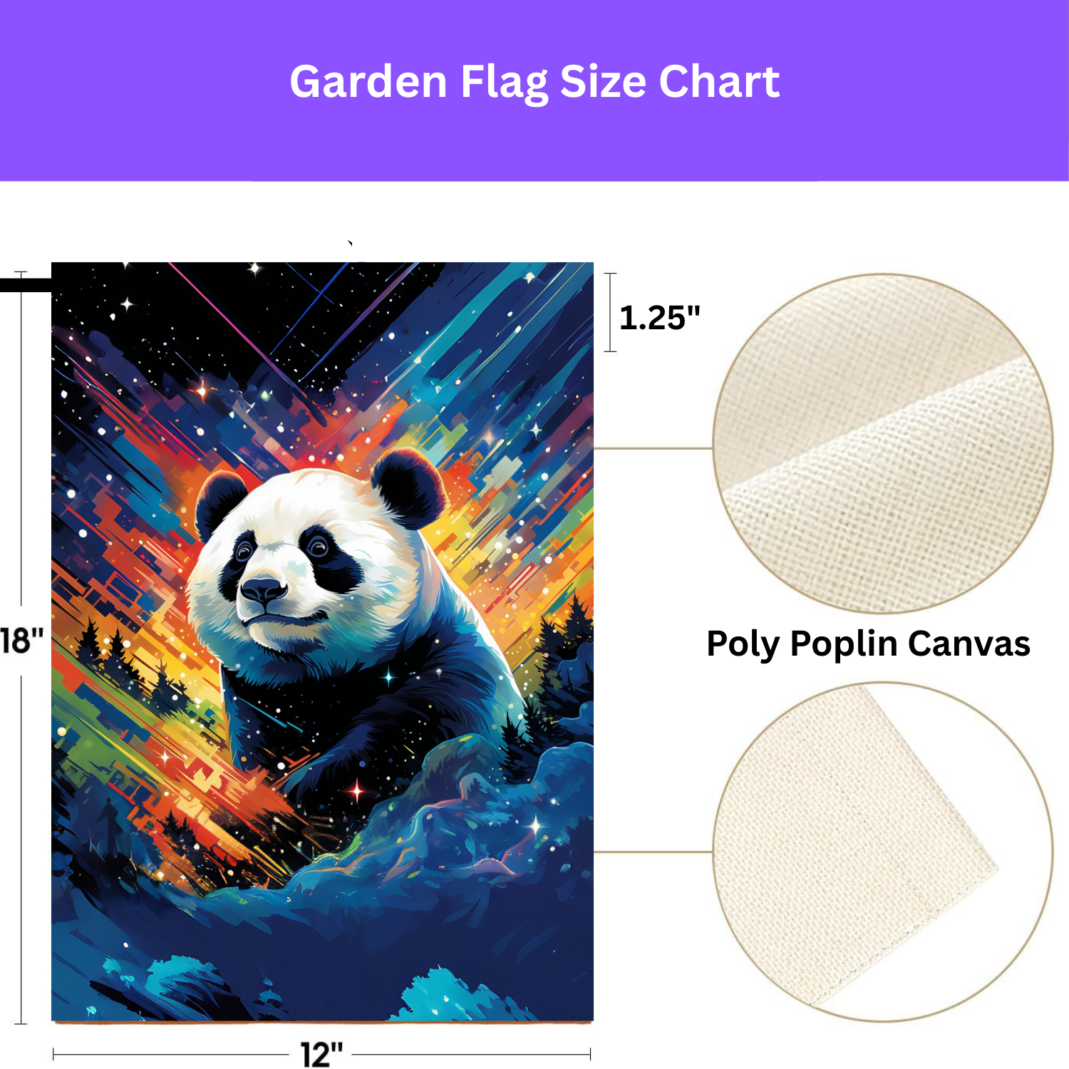 Colorful Sky Panda Garden Flag - yard display - Dragonfire Gardens