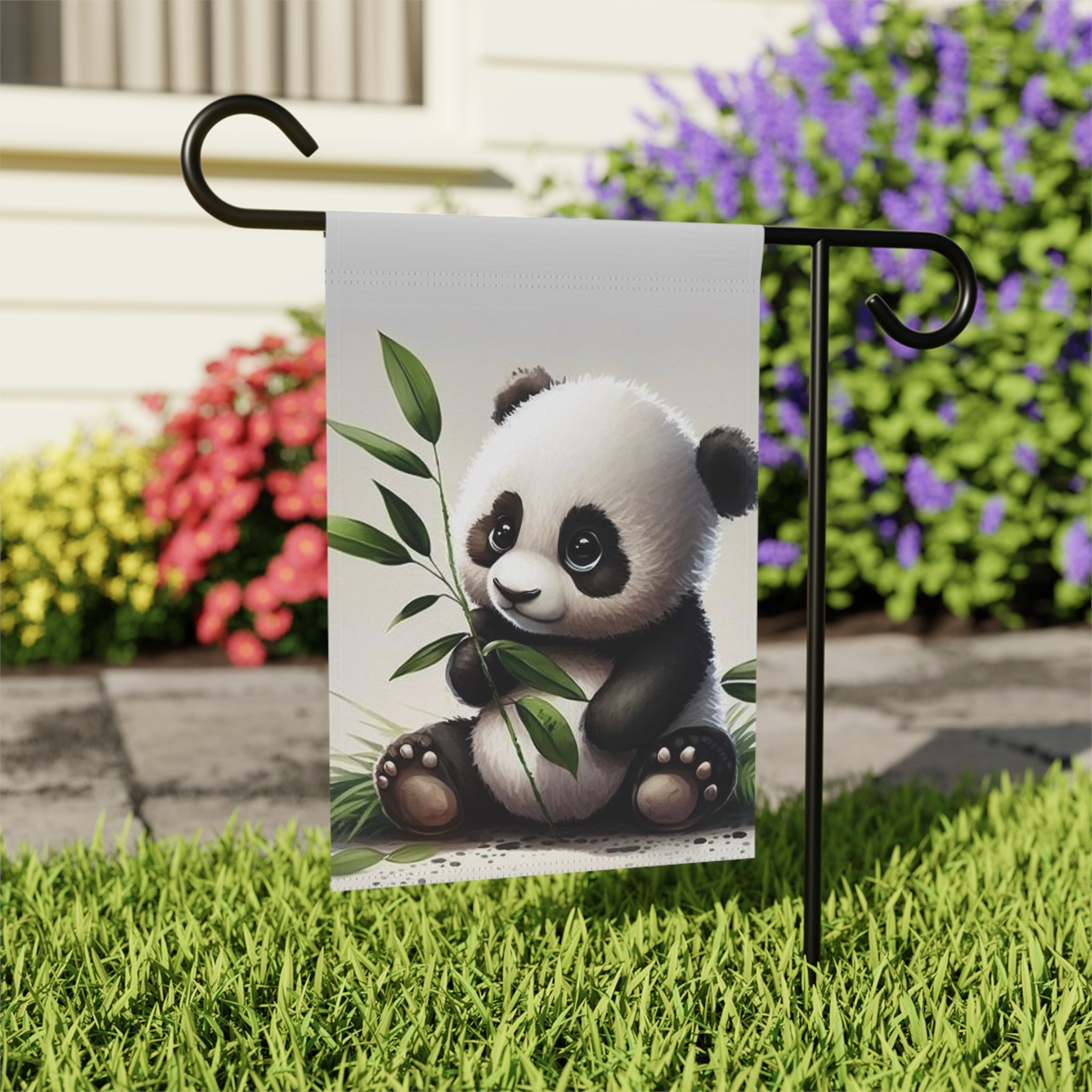Baby Panda Garden Flag - outdoor display - Dragonfire Gardens