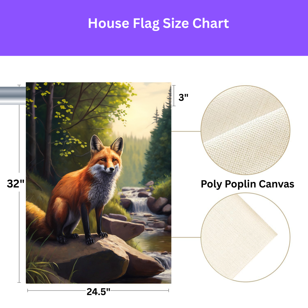 Red Fox by the Stream Garden Flag