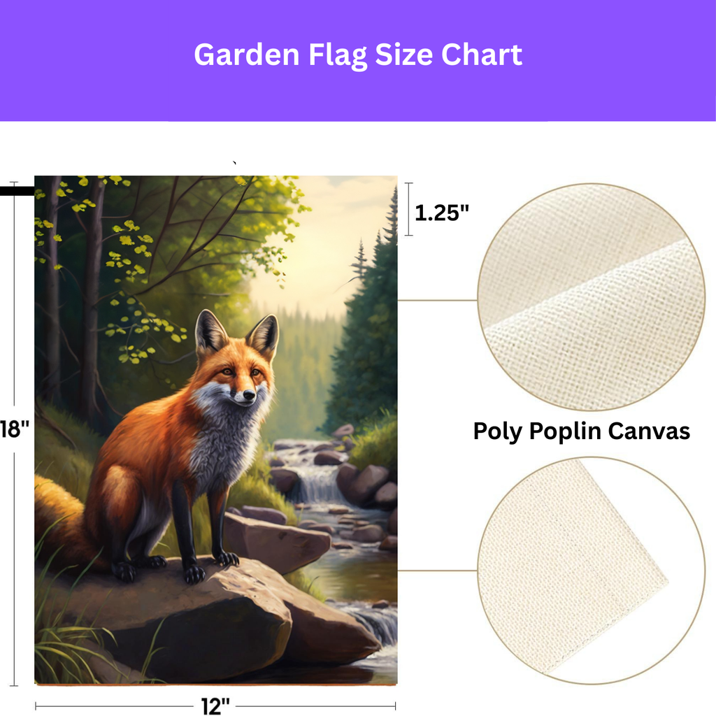 Red Fox by the Stream Garden Flag