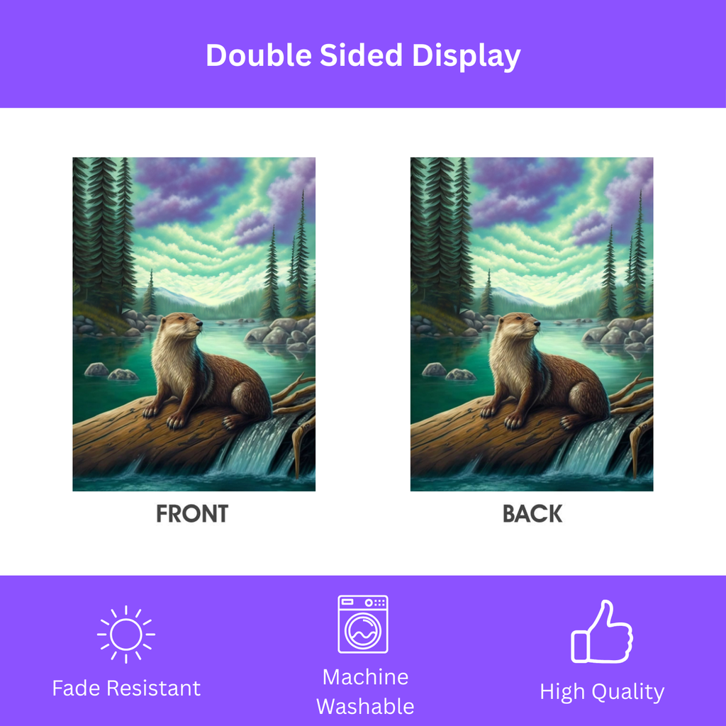 River Otter Garden Flag - double-sided design - Dragonfire Gardens