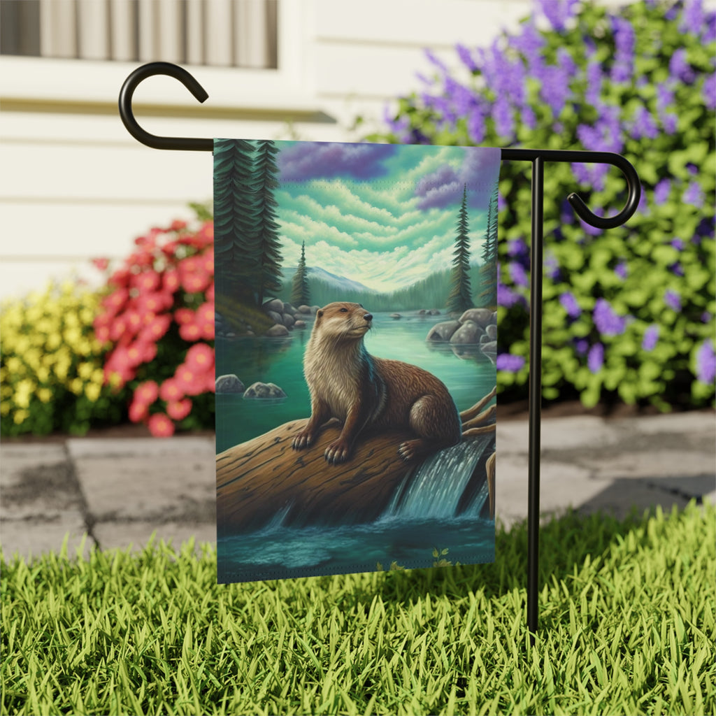 River Otter Garden Flag - outdoor display - Dragonfire Gardens