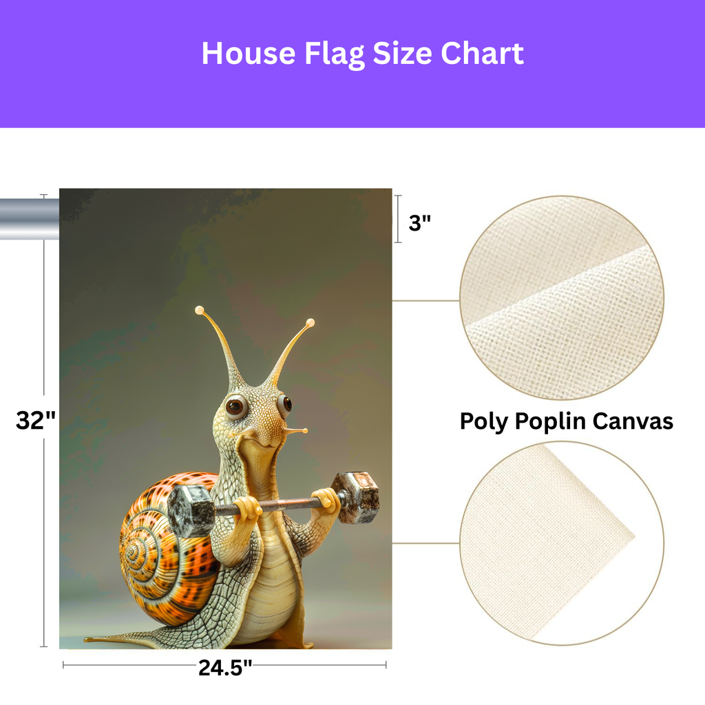 Weight Lifter Snail Fitness Garden Flag - yard display - Dragonfire Gardens