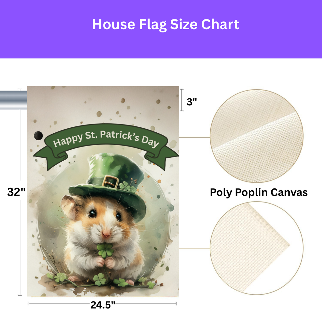 St. Patrick's Day Hamster Garden Flag - yard display - Dragonfire Gardens