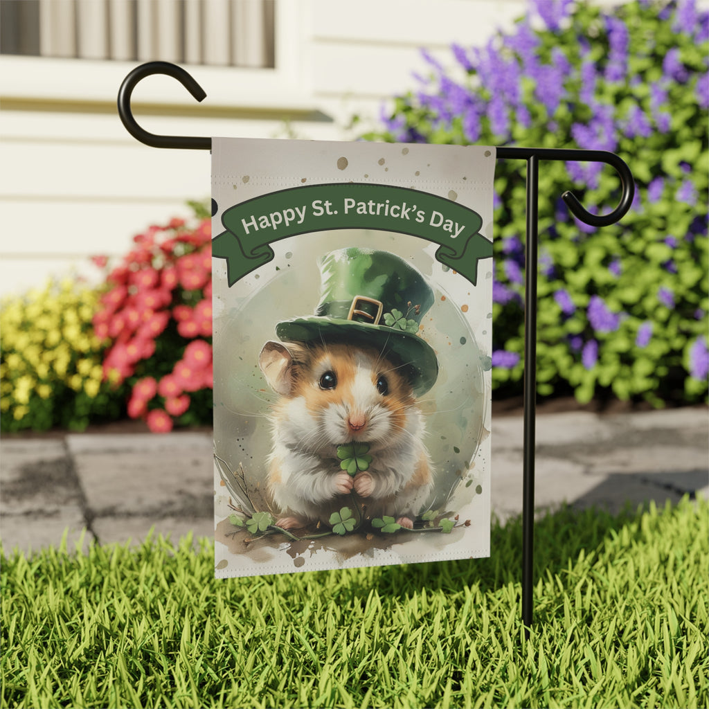 St. Patrick's Day Hamster Garden Flag - outdoor display - Dragonfire Gardens