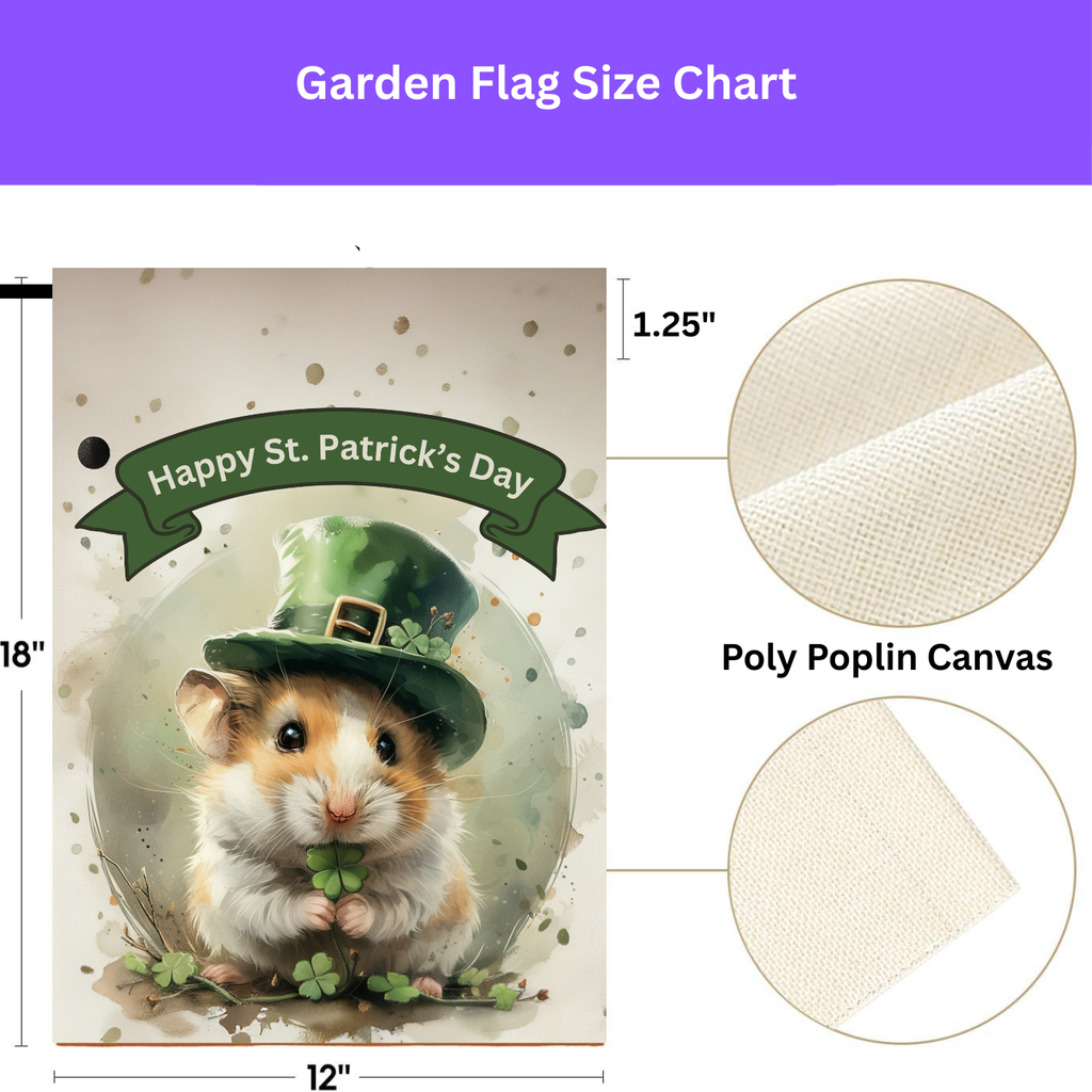 St. Patrick's Day Hamster Garden Flag - porch decor - Dragonfire Gardens