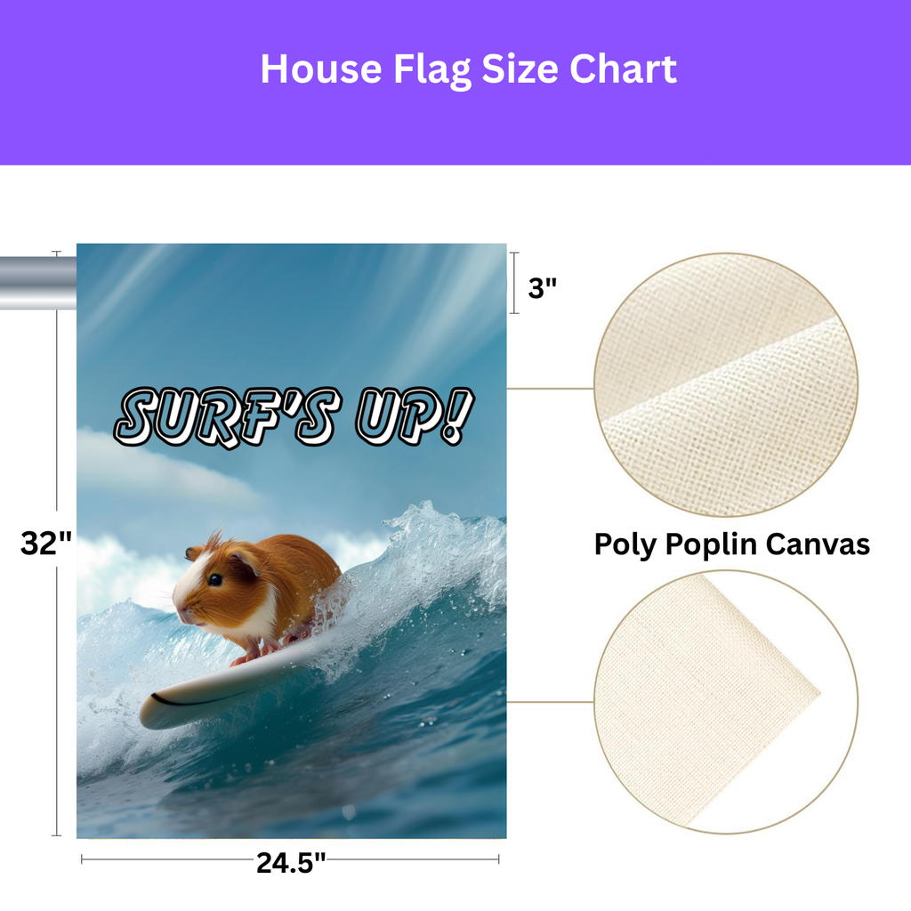 Surf's Up! Guinea Pig Garden Flag - porch decor - Dragonfire Gardens