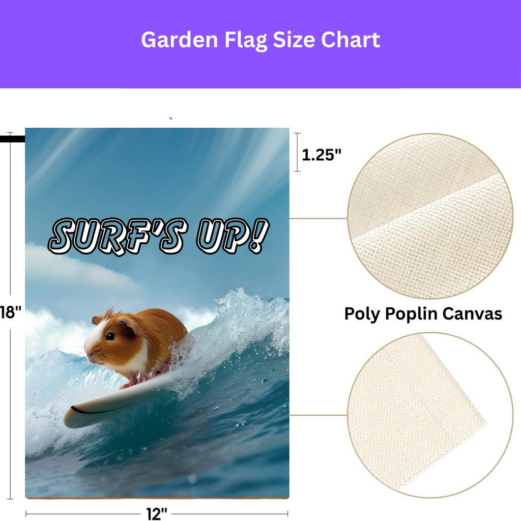 Surf's Up! Guinea Pig Garden Flag - yard display - Dragonfire Gardens