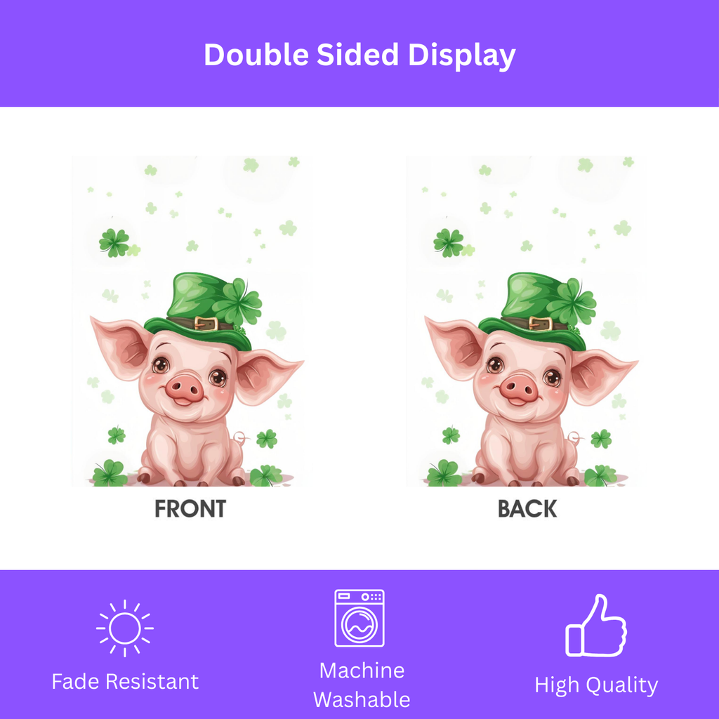 St. Patrick's Day Pig Garden Flag - double-sided design - Dragonfire Gardens