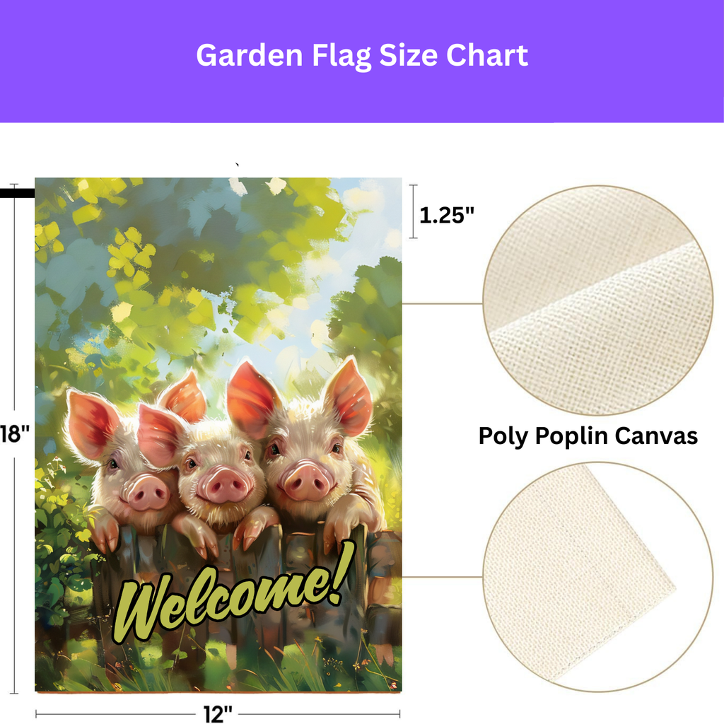 Three Little Pigs Welcome Garden Flag - porch decor - Dragonfire Gardens