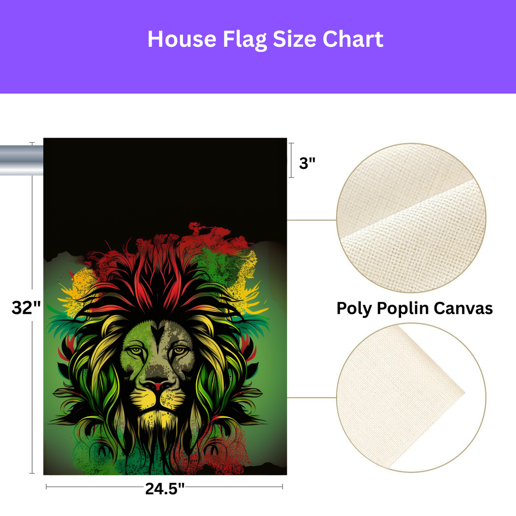 Vibrant Rasta Lion Garden Flag - yard display - Dragonfire Gardens